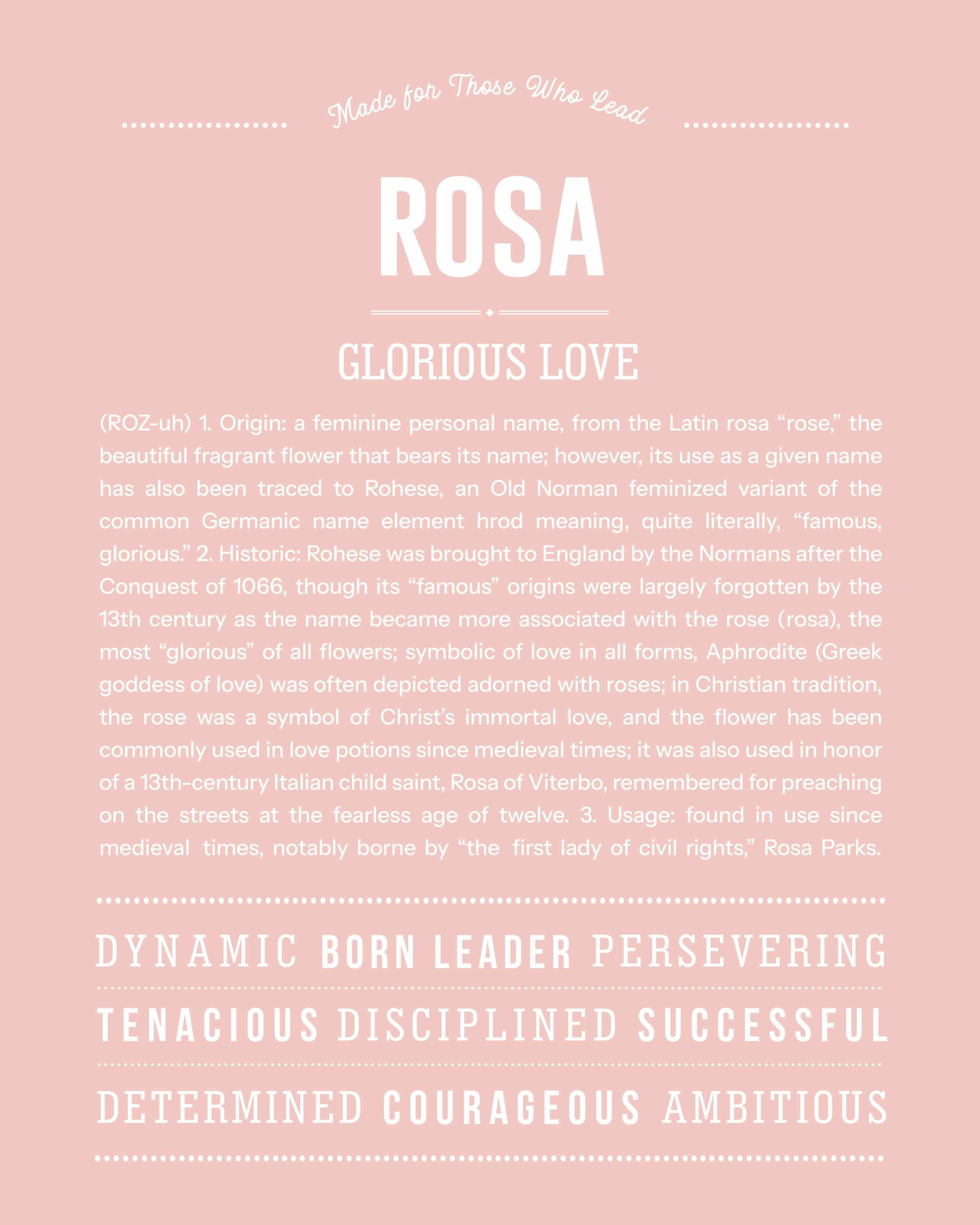 Rosa | Personalised Name Meaning Print – Custom Name Art Gift