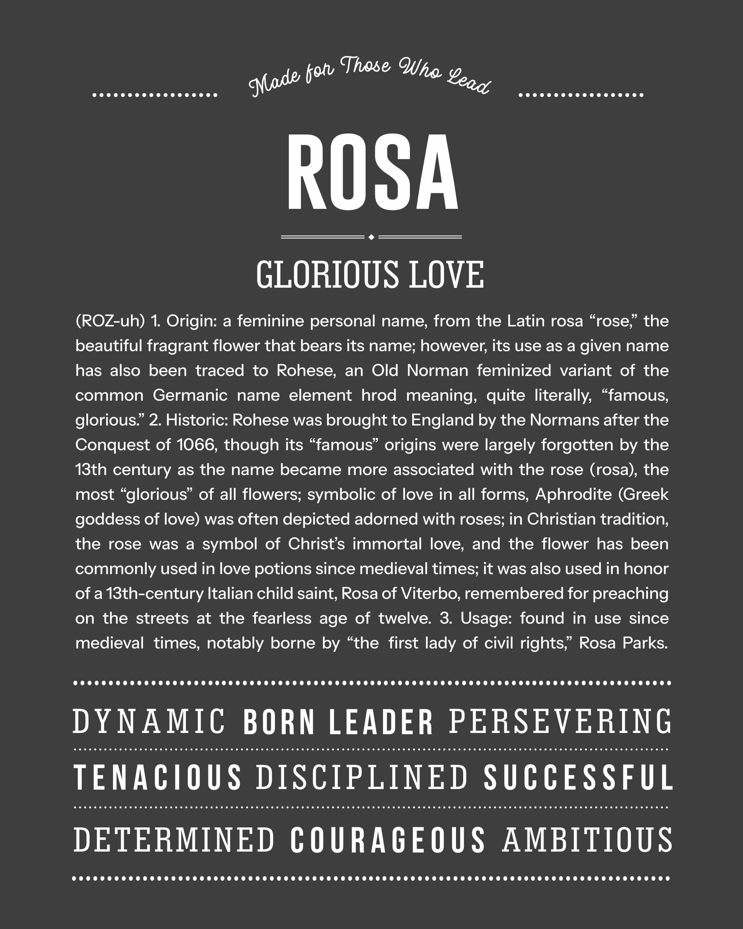 Rosa | Personalised Name Meaning Print – Custom Name Art Gift