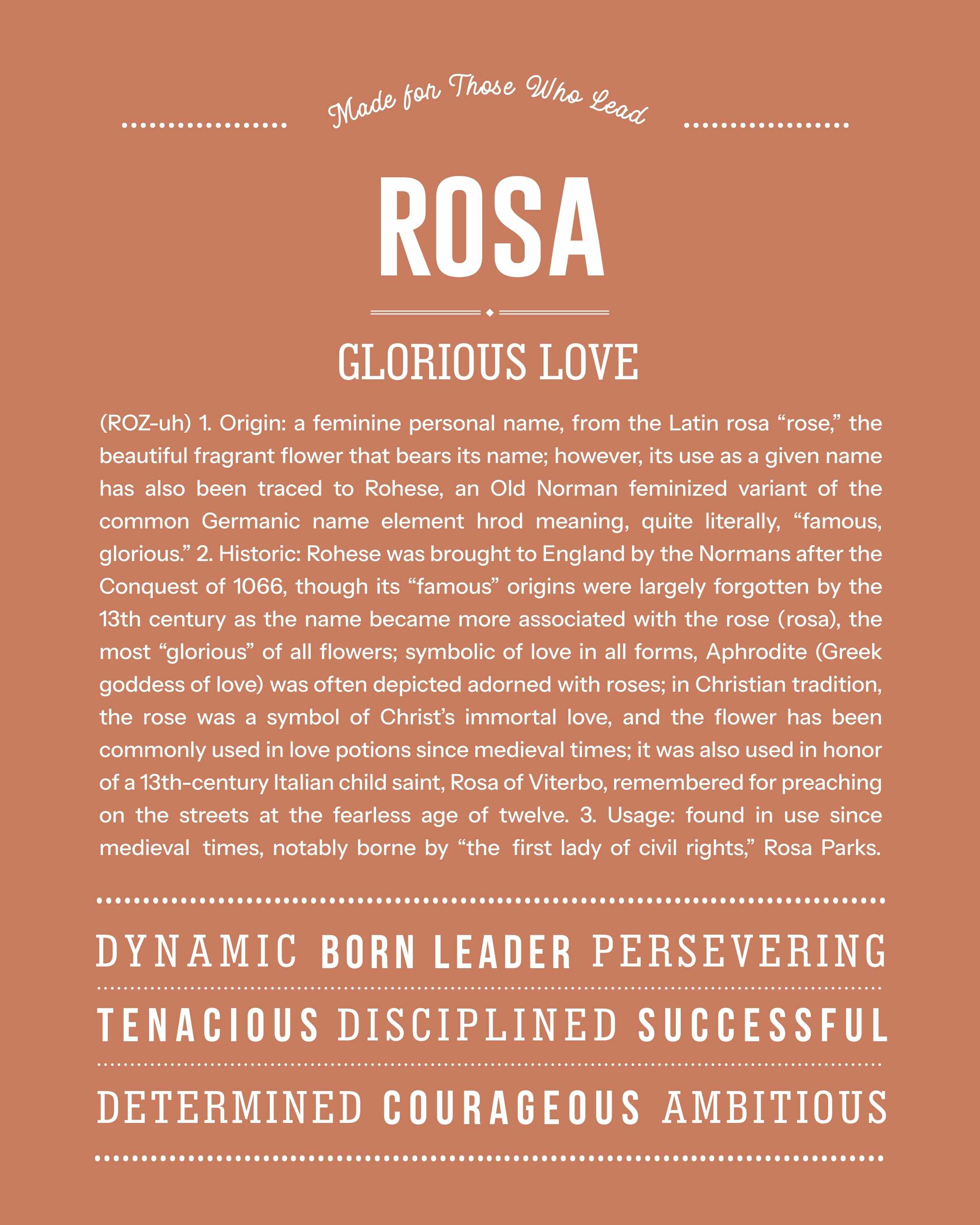 Rosa | Personalised Name Meaning Print – Custom Name Art Gift