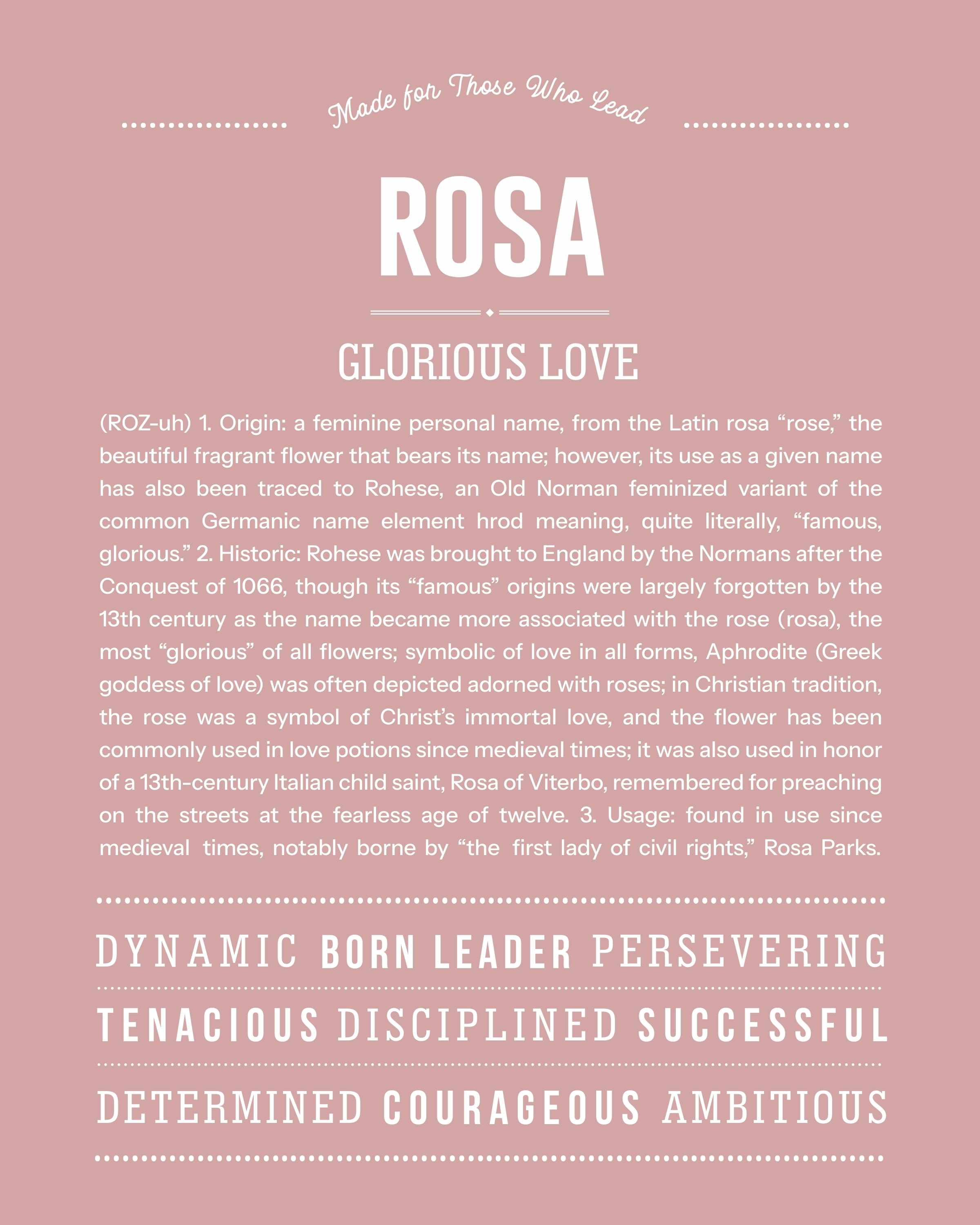 Rosa | Personalised Name Meaning Print – Custom Name Art Gift