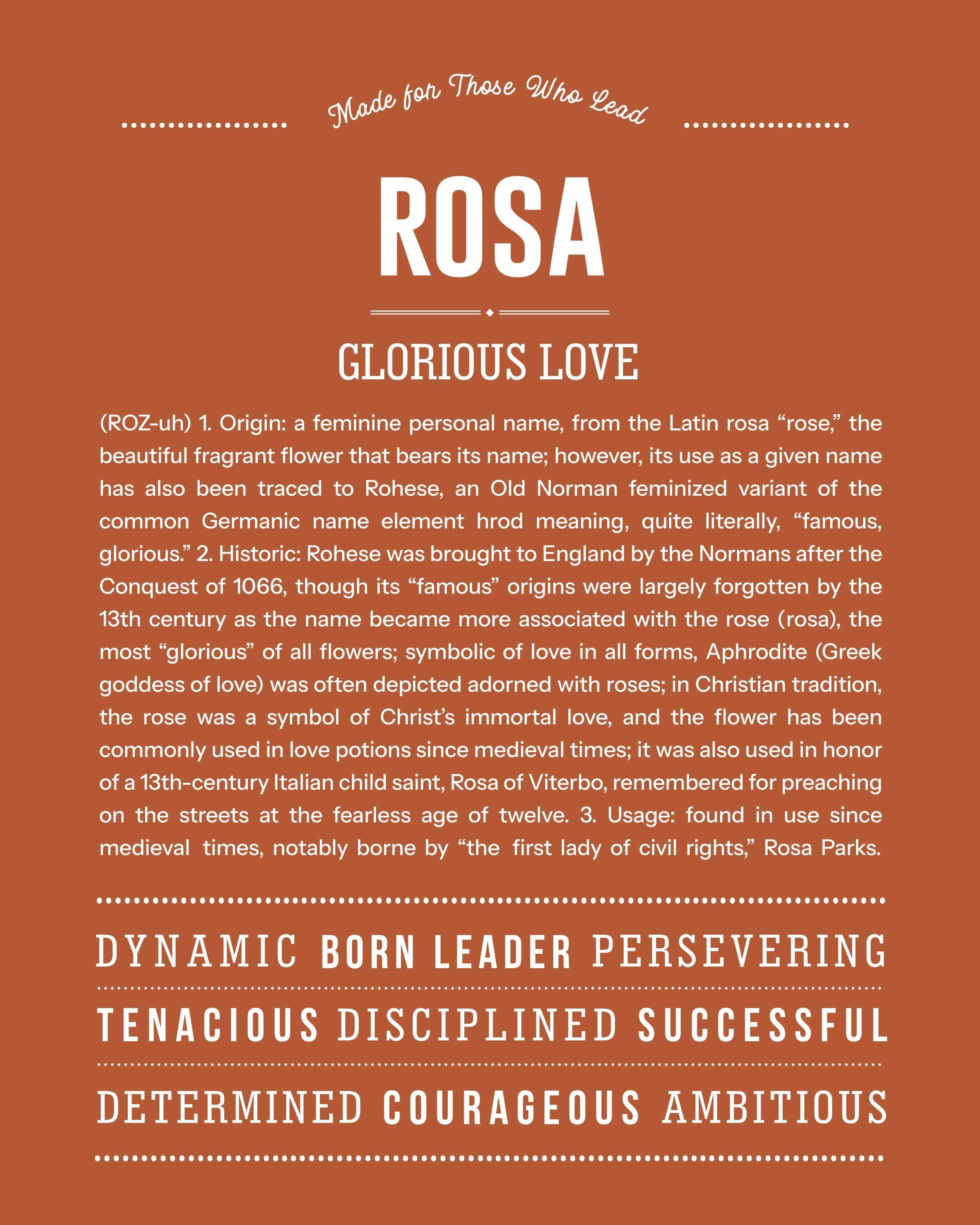 Rosa | Personalised Name Meaning Print – Custom Name Art Gift