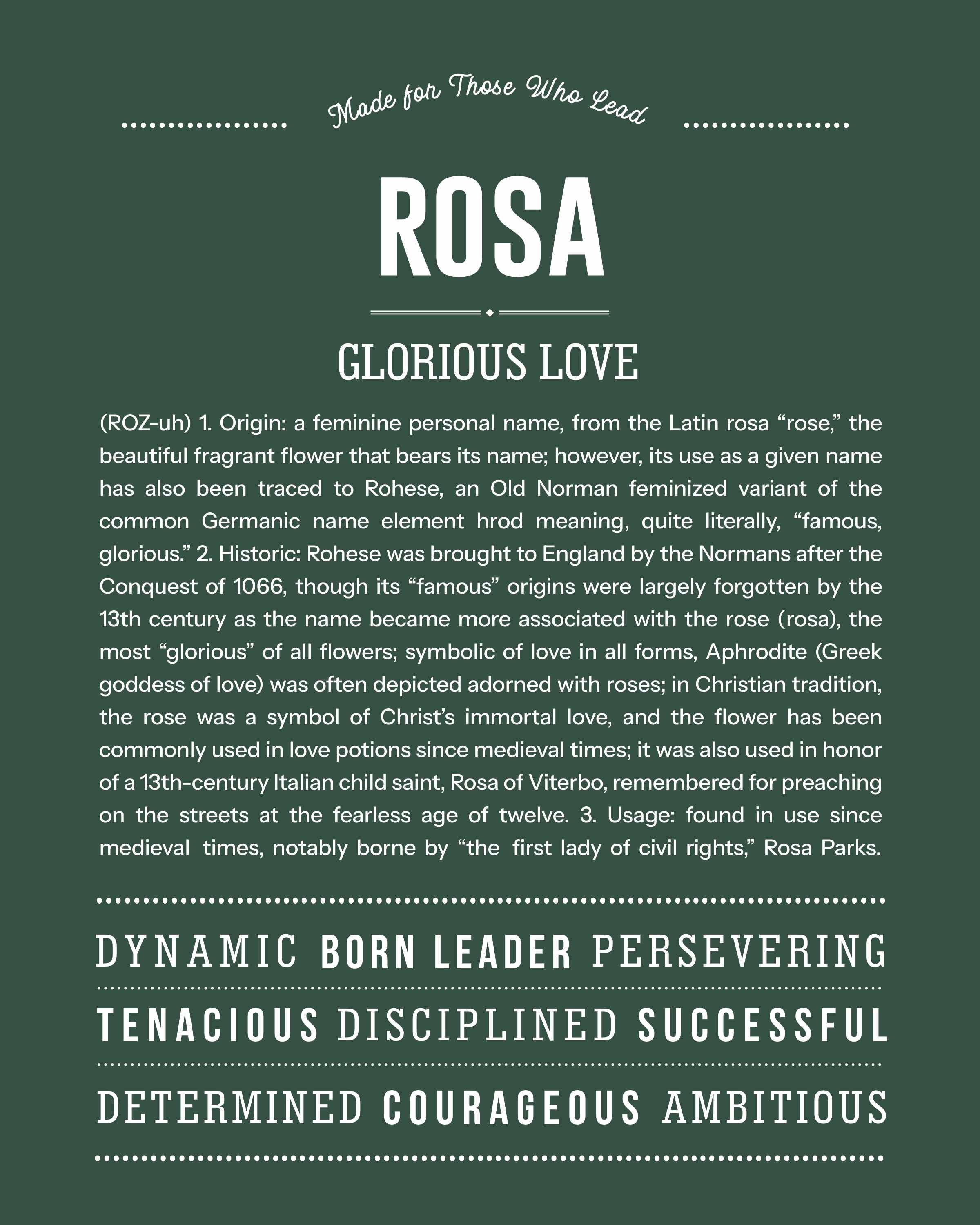 Rosa | Personalised Name Meaning Print – Custom Name Art Gift