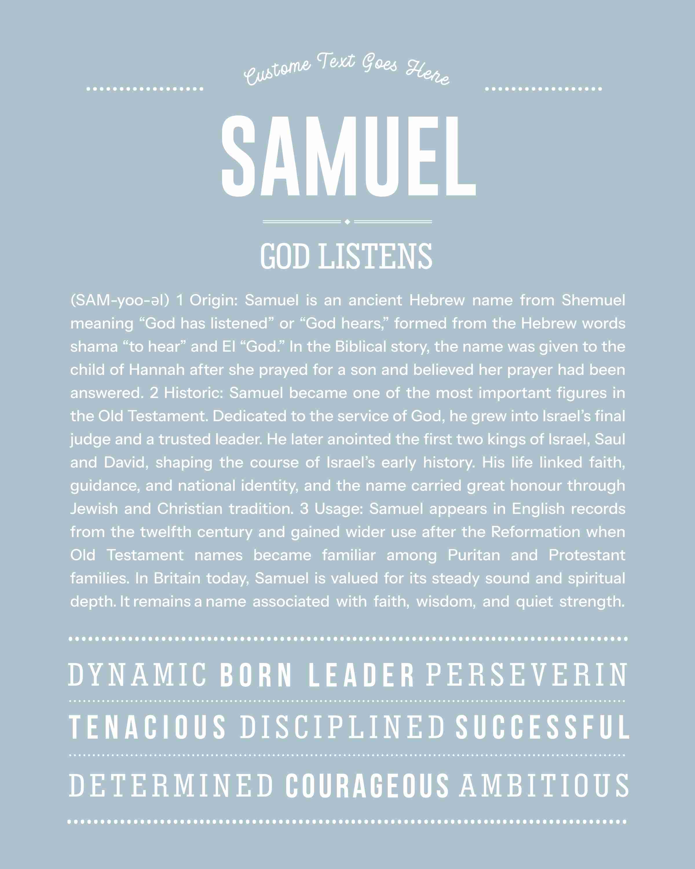 Samuel | Personalised Name Meaning Print – Custom Name Art Gift