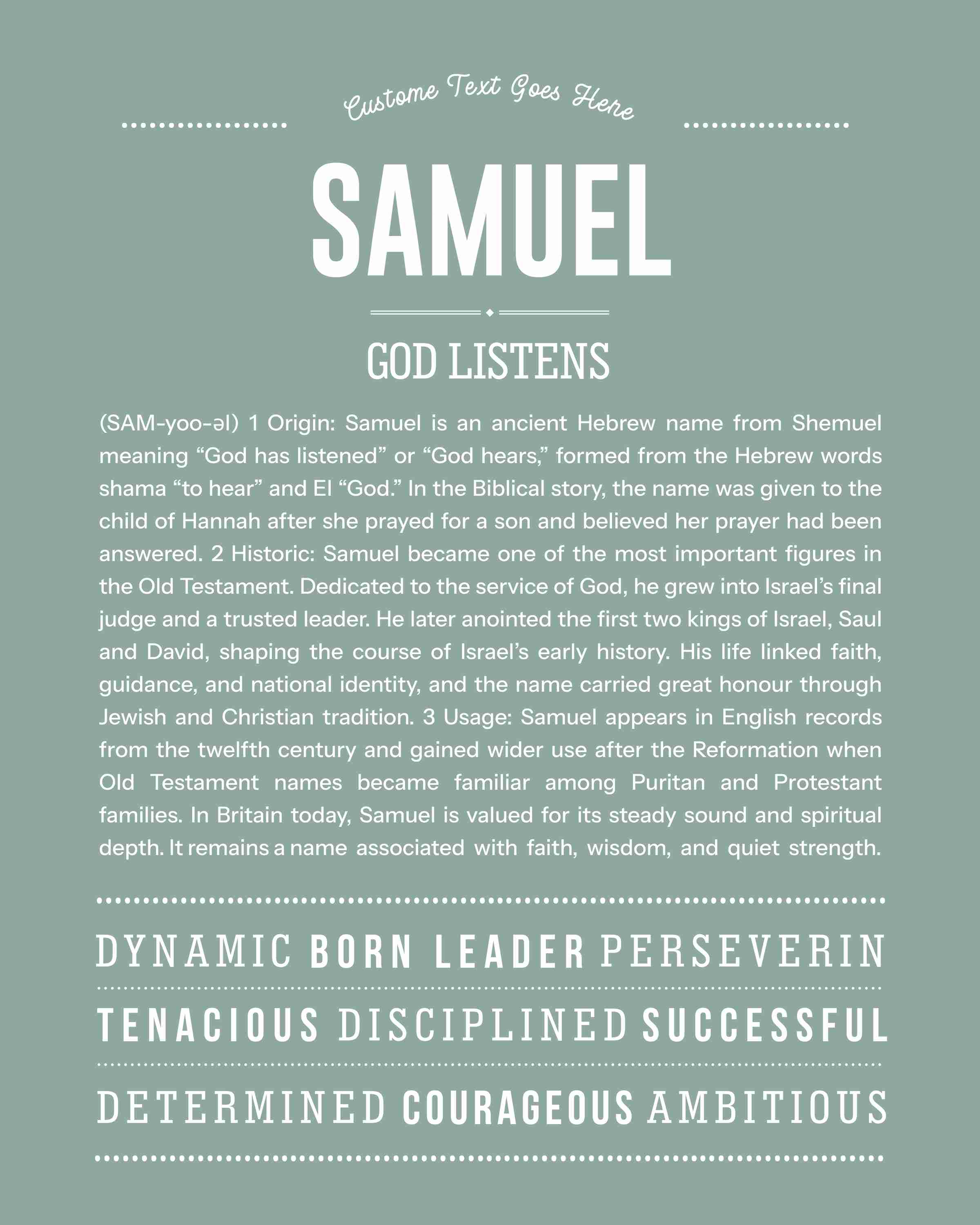 Samuel | Personalised Name Meaning Print – Custom Name Art Gift
