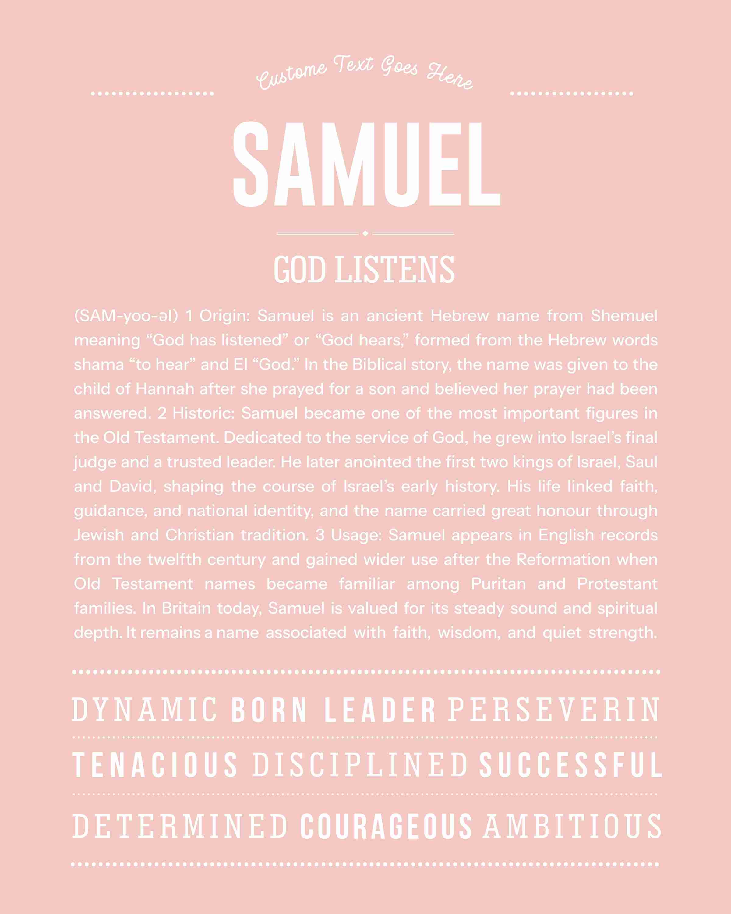 Samuel | Personalised Name Meaning Print – Custom Name Art Gift