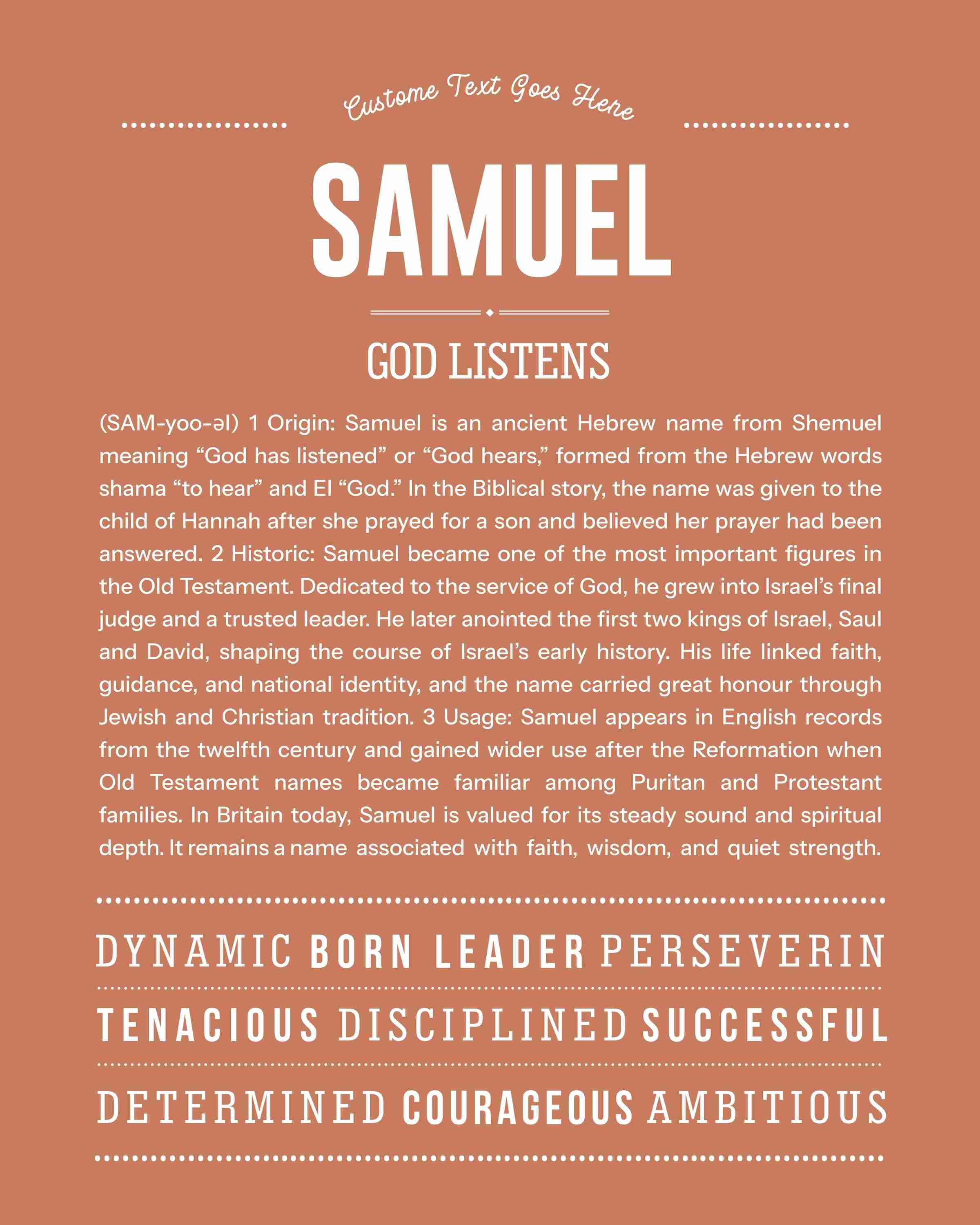 Samuel | Personalised Name Meaning Print – Custom Name Art Gift