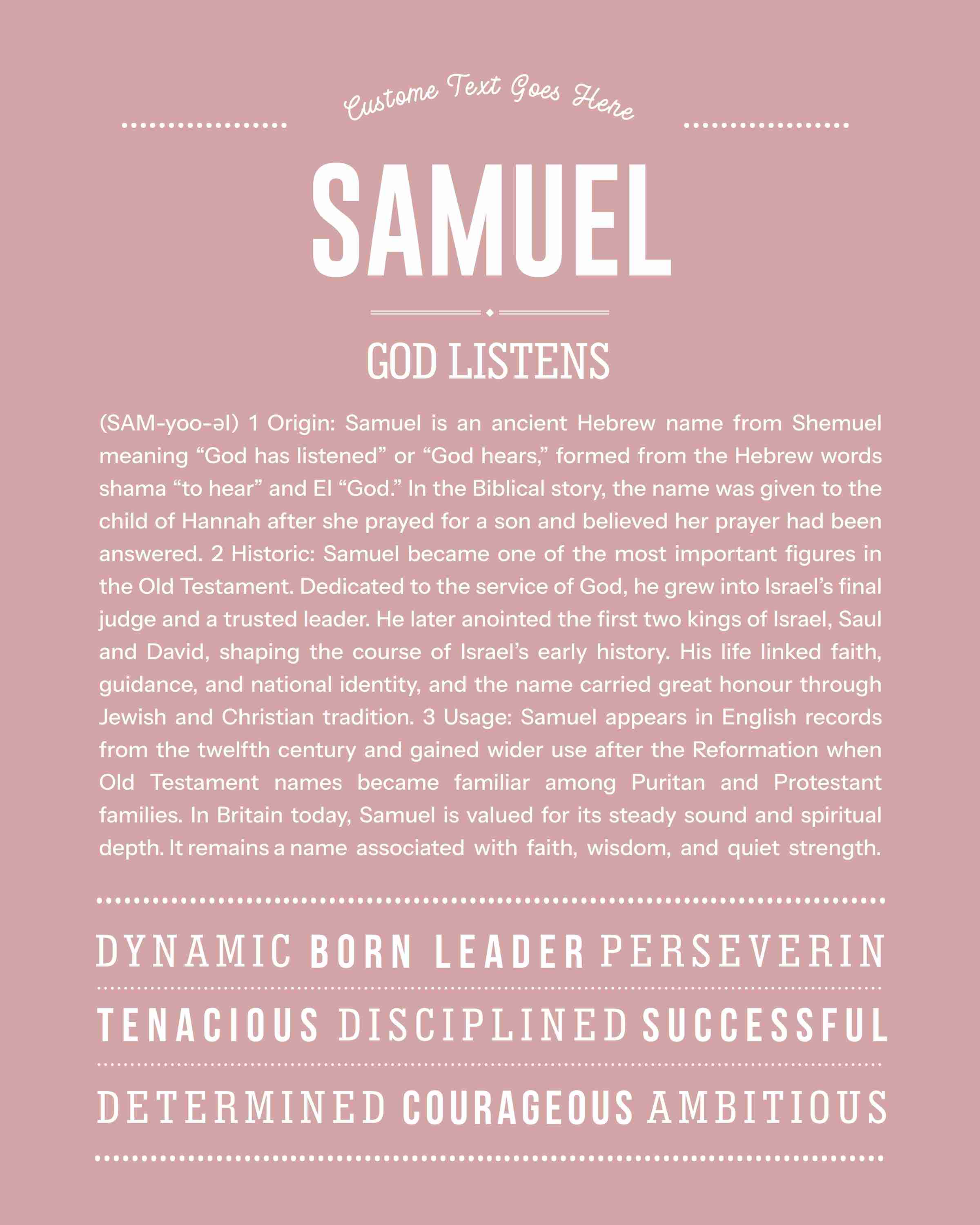 Samuel | Personalised Name Meaning Print – Custom Name Art Gift