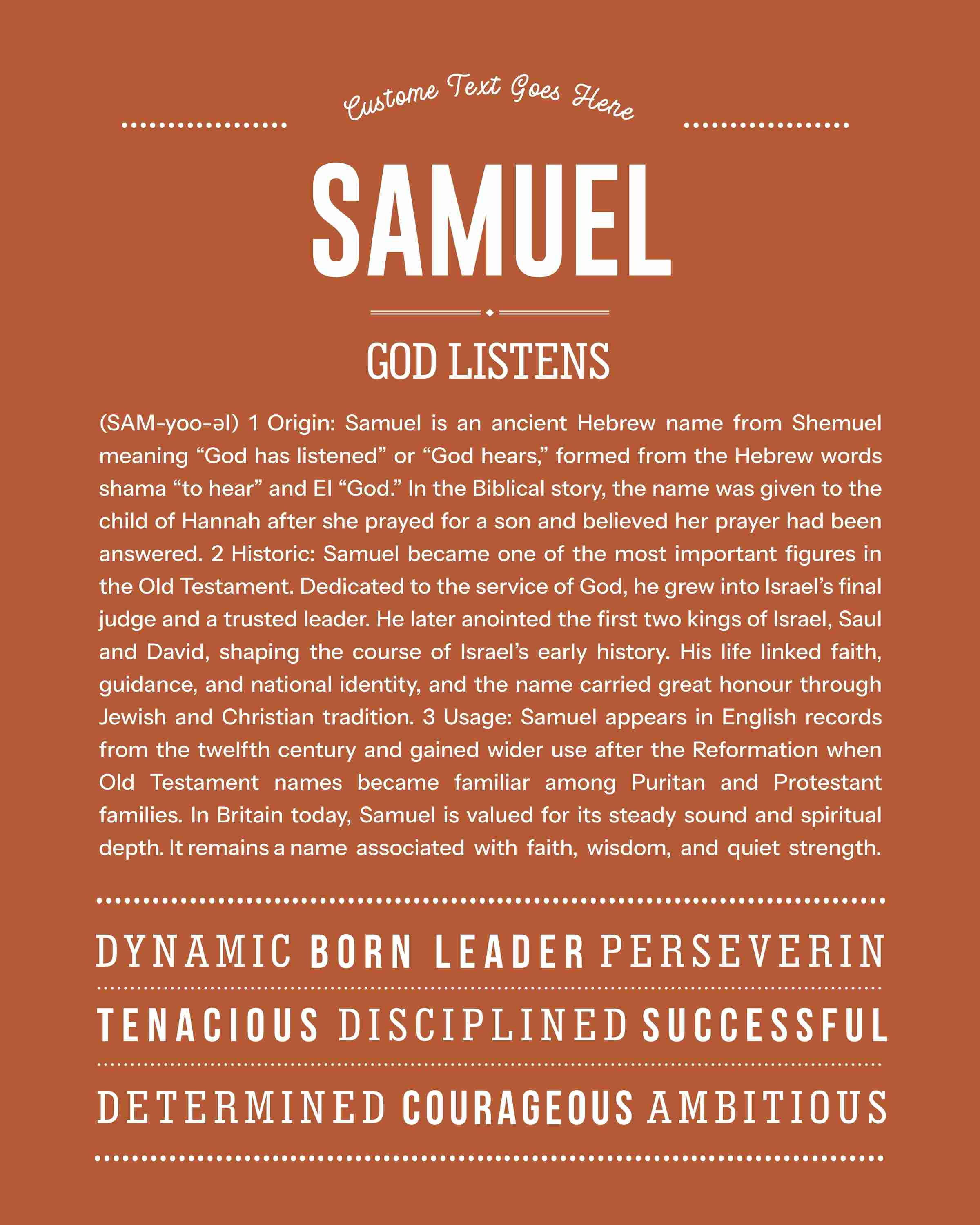 Samuel | Personalised Name Meaning Print – Custom Name Art Gift