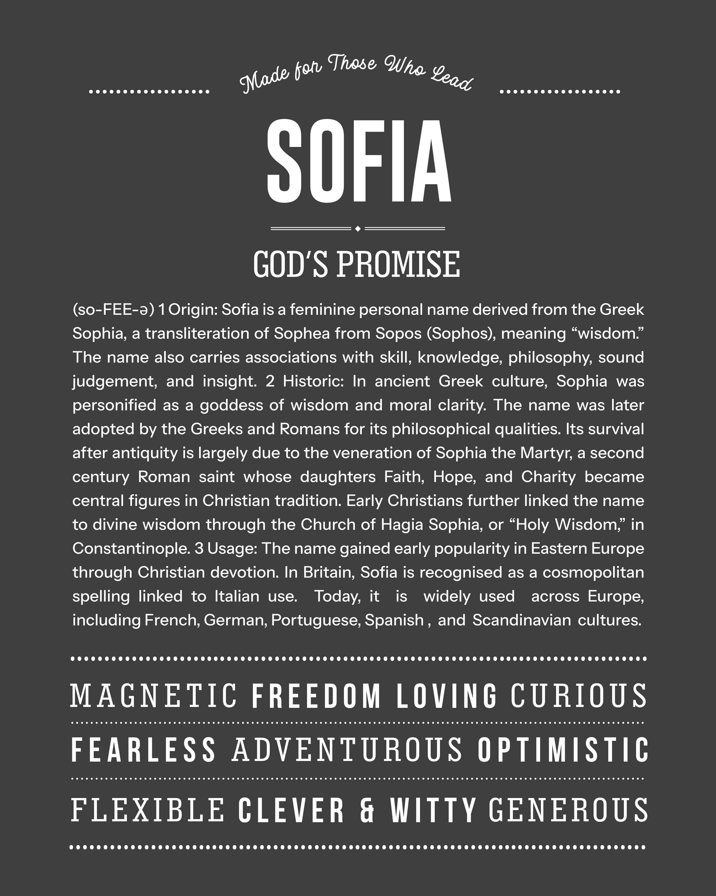 Sofia | Personalised Name Meaning Print – Custom Name Art Gift