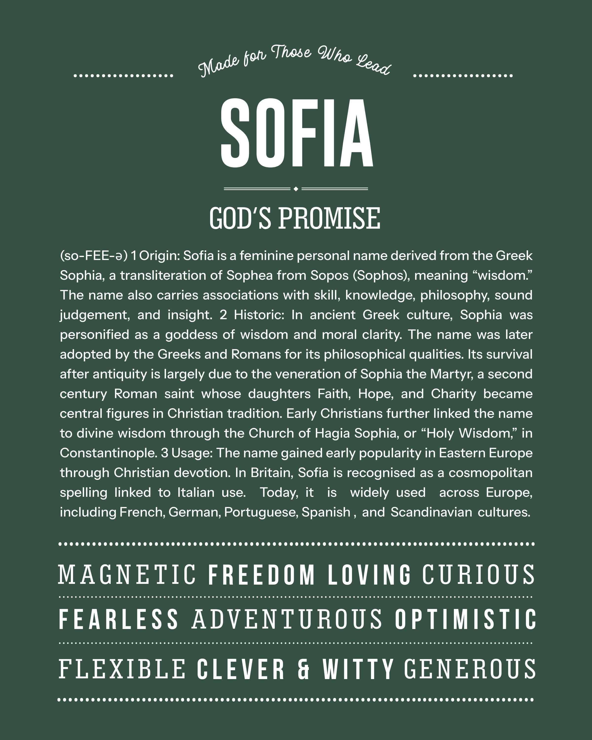 Sofia | Personalised Name Meaning Print – Custom Name Art Gift
