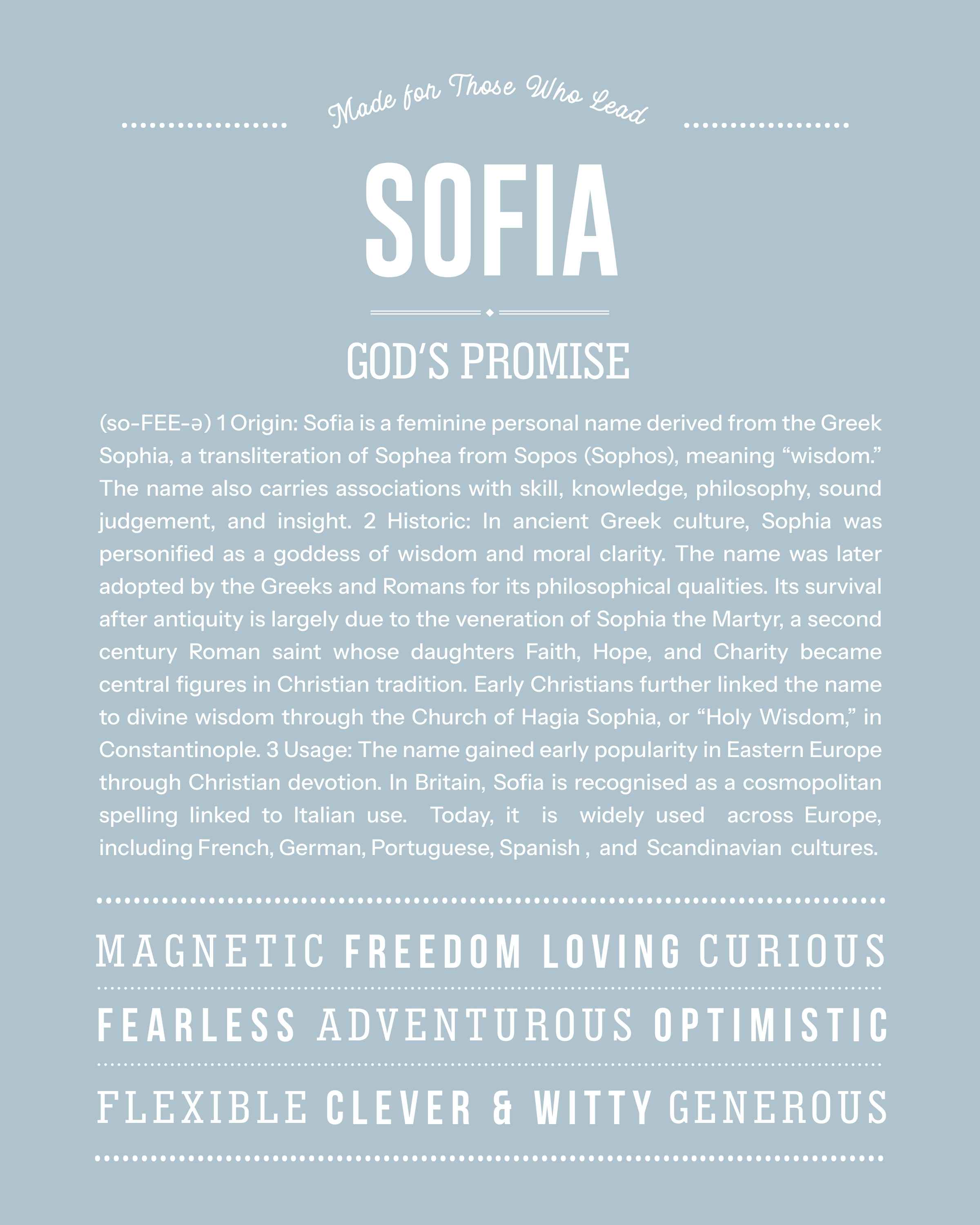 Sofia | Personalised Name Meaning Print – Custom Name Art Gift