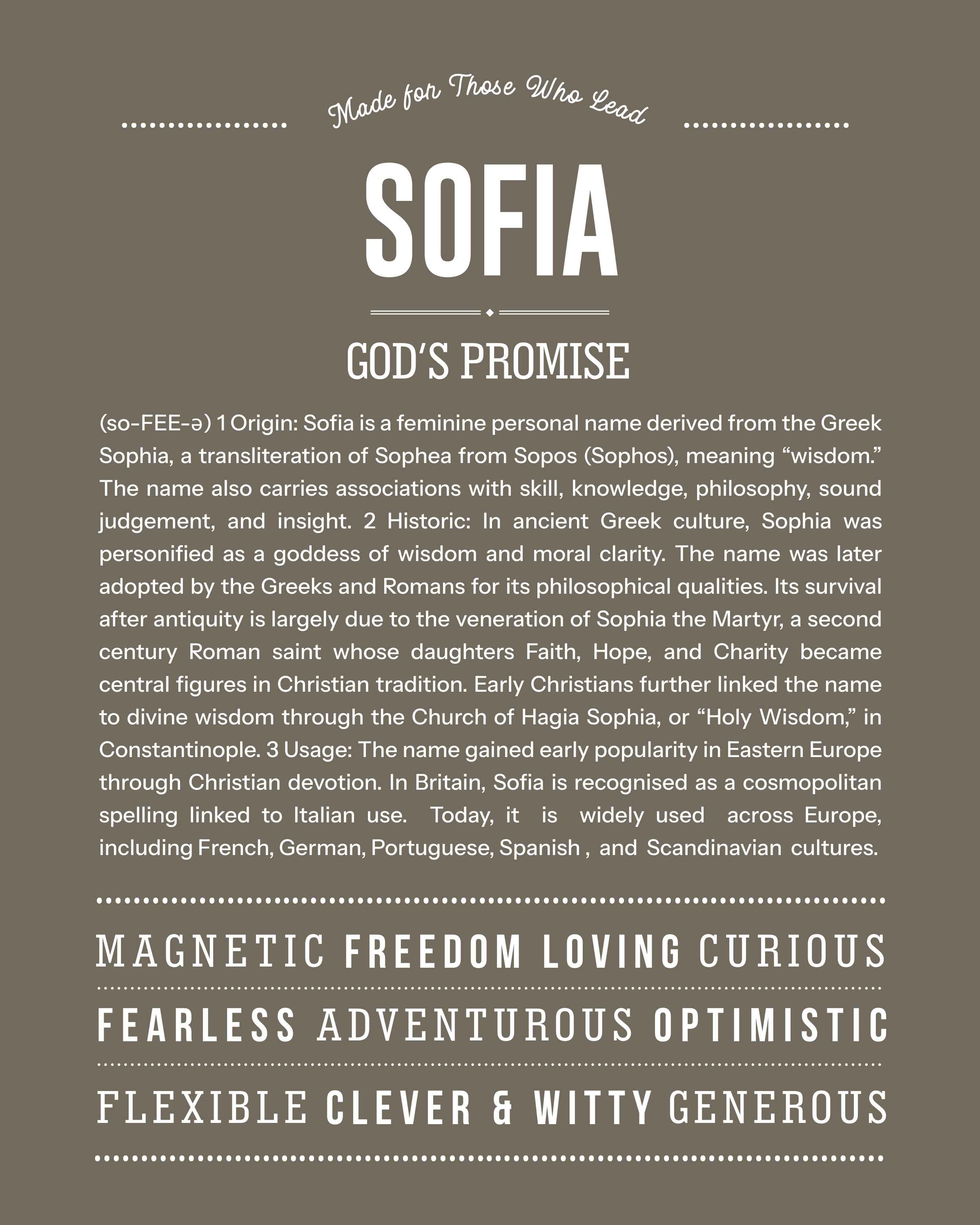 Sofia | Personalised Name Meaning Print – Custom Name Art Gift