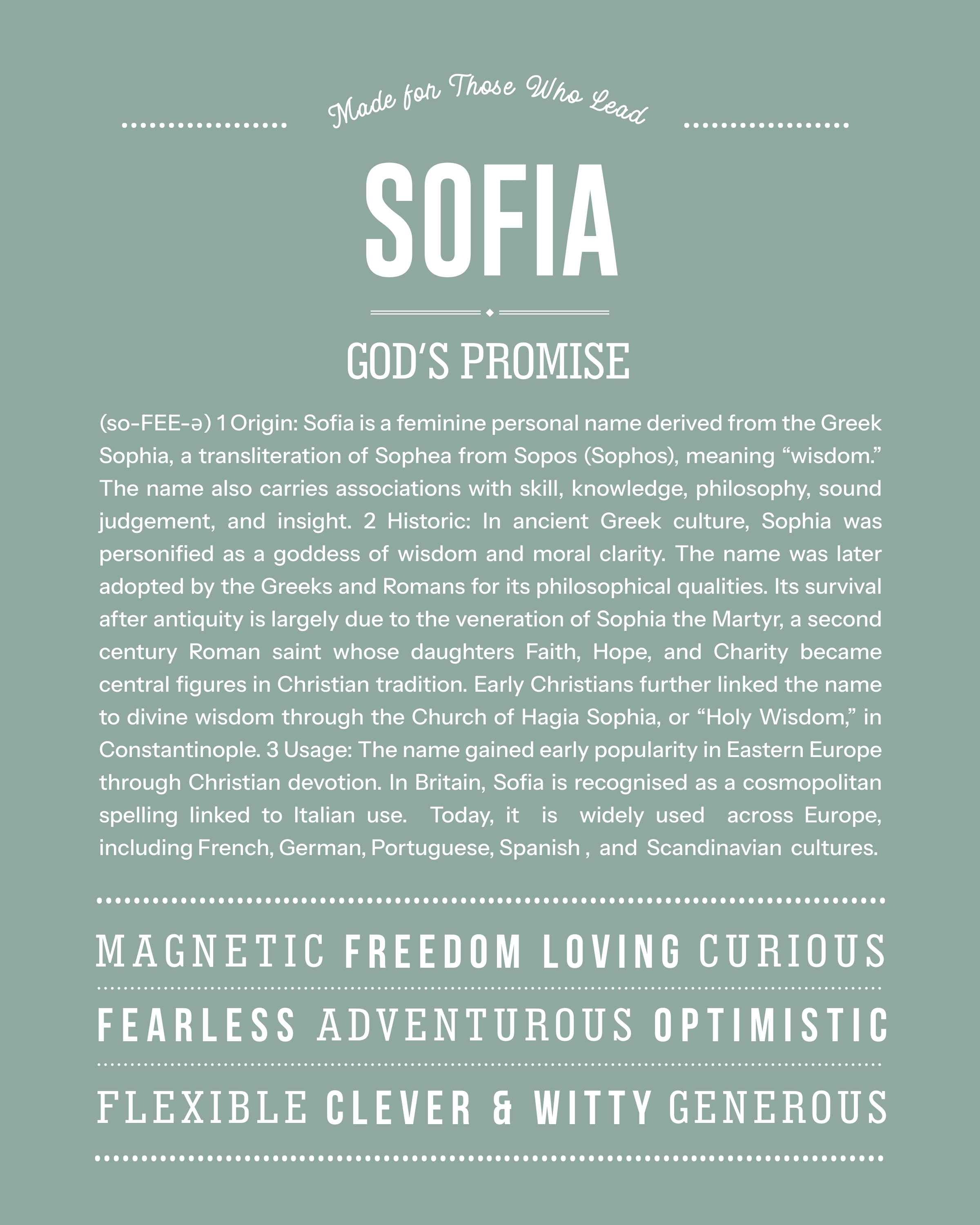 Sofia | Personalised Name Meaning Print – Custom Name Art Gift