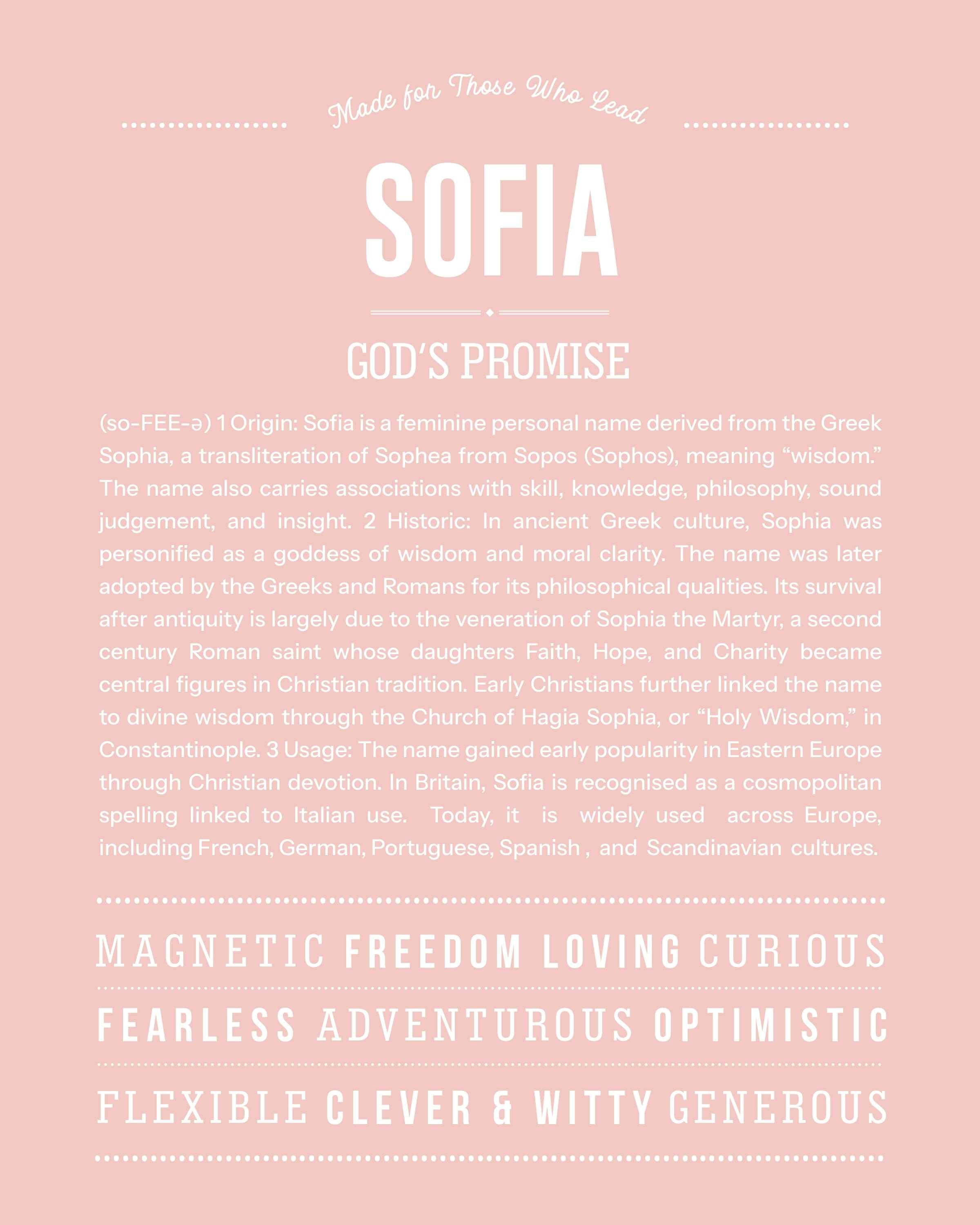 Sofia | Personalised Name Meaning Print – Custom Name Art Gift