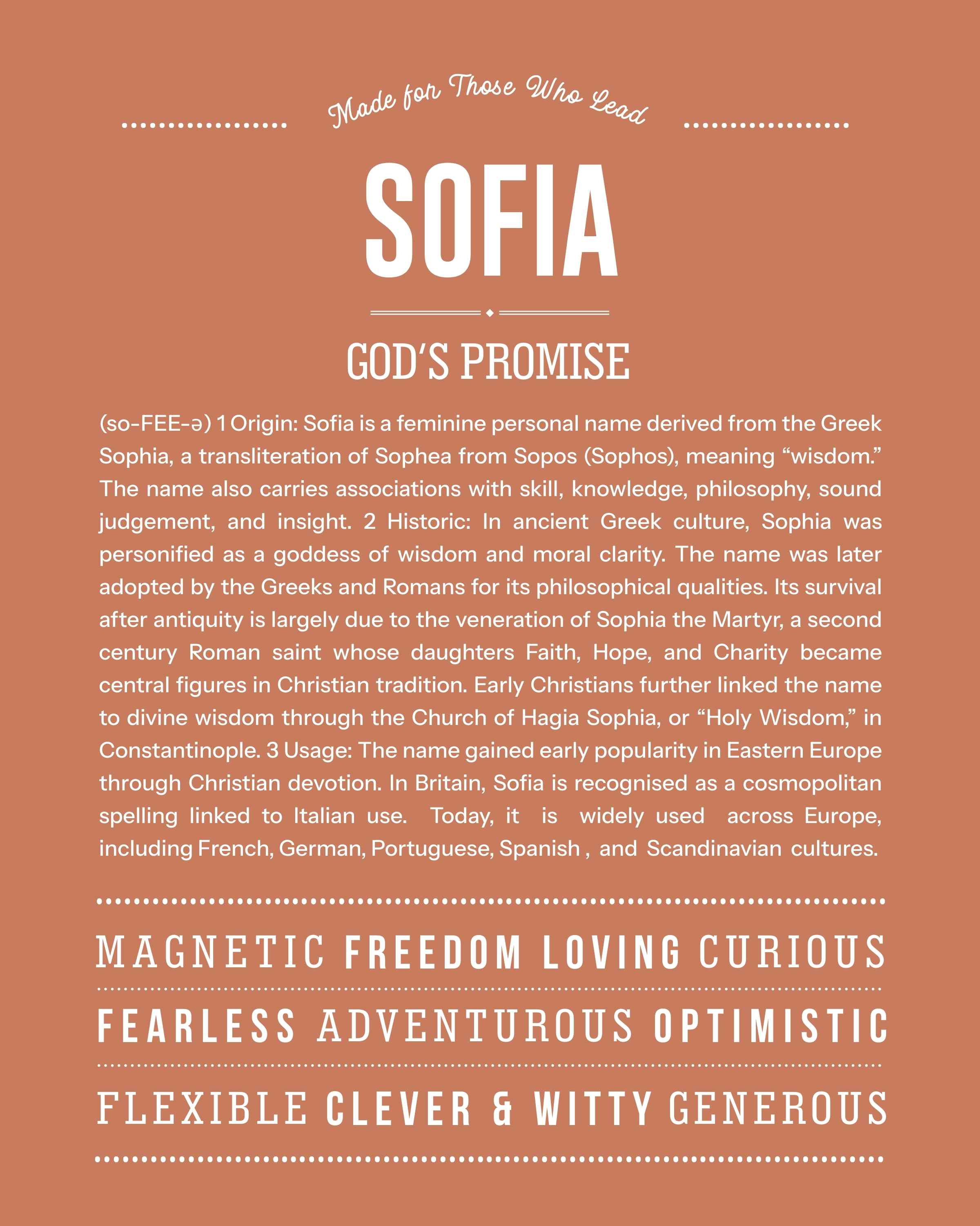 Sofia | Personalised Name Meaning Print – Custom Name Art Gift