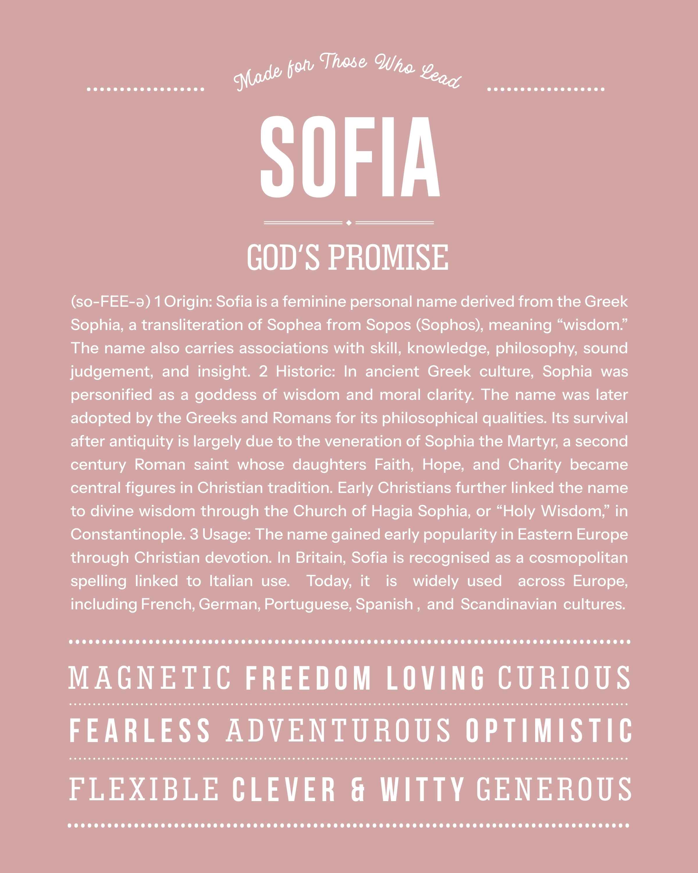 Sofia | Personalised Name Meaning Print – Custom Name Art Gift