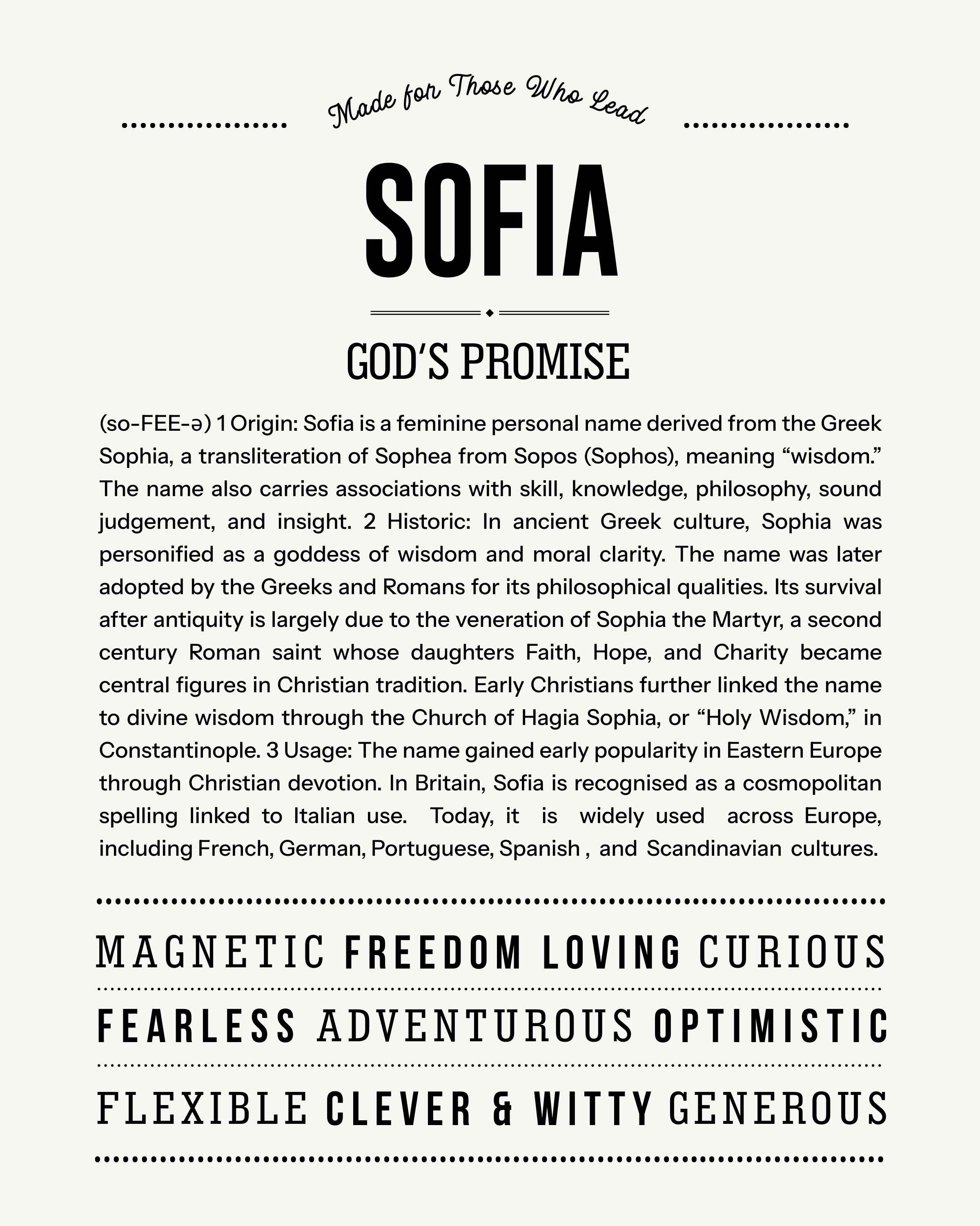 Sofia | Personalised Name Meaning Print – Custom Name Art Gift