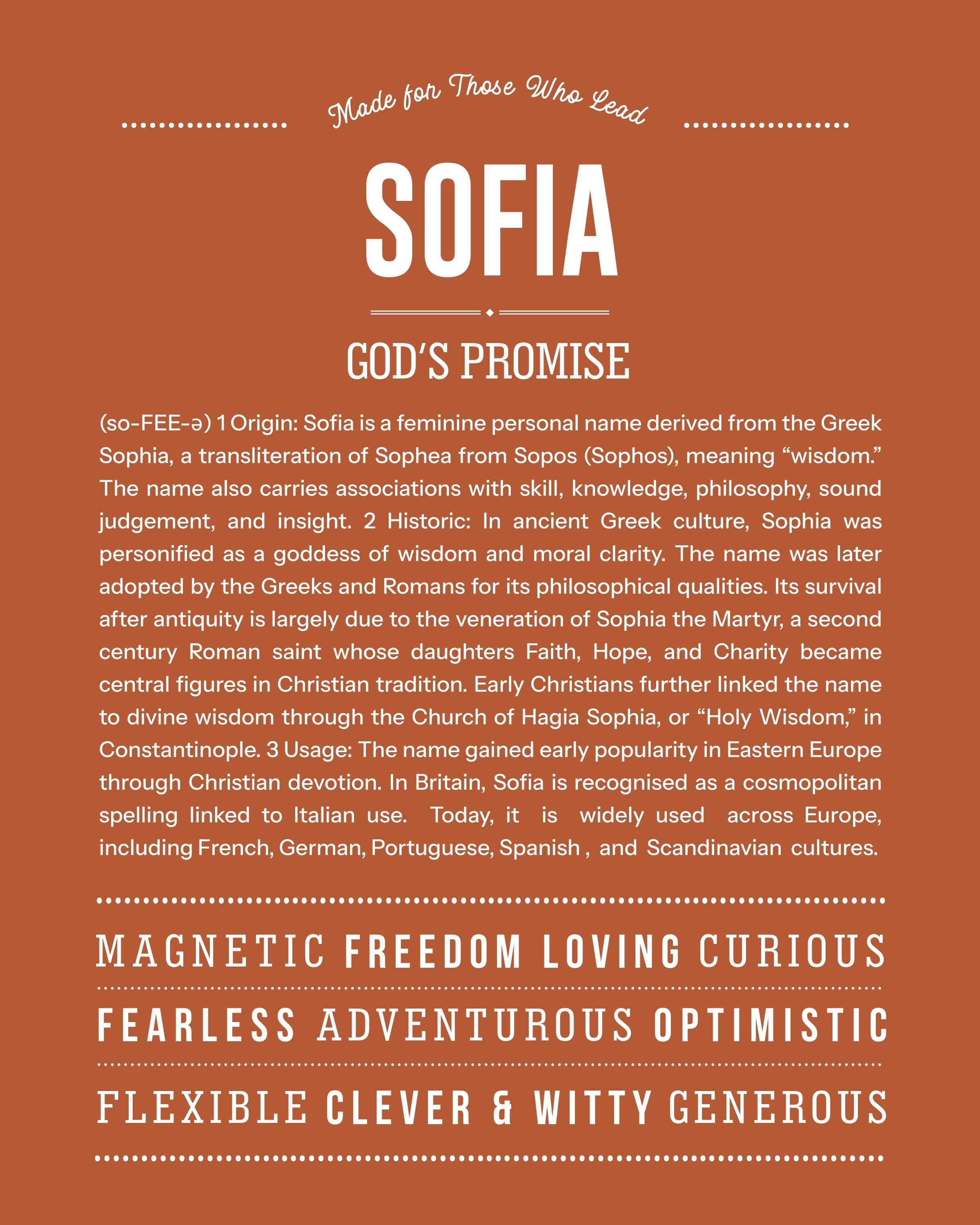 Sofia | Personalised Name Meaning Print – Custom Name Art Gift