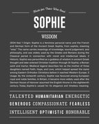 Sophie | Personalised Name Meaning Print – Custom Name Art Gift