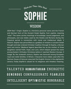 Sophie | Personalised Name Meaning Print – Custom Name Art Gift