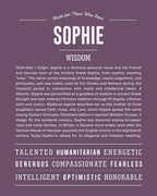 Sophie | Personalised Name Meaning Print – Custom Name Art Gift