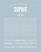 Sophie | Personalised Name Meaning Print – Custom Name Art Gift