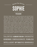 Sophie | Personalised Name Meaning Print – Custom Name Art Gift