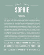 Sophie | Personalised Name Meaning Print – Custom Name Art Gift