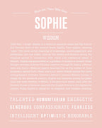 Sophie | Personalised Name Meaning Print – Custom Name Art Gift