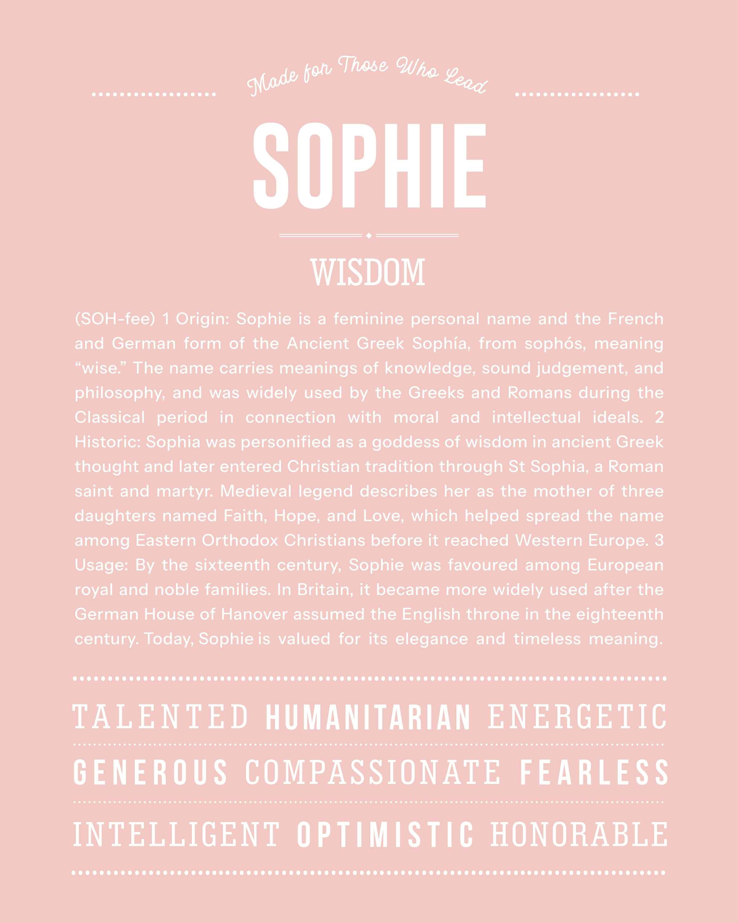 Sophie | Personalised Name Meaning Print – Custom Name Art Gift