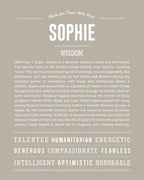 Sophie | Personalised Name Meaning Print – Custom Name Art Gift