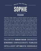 Sophie | Personalised Name Meaning Print – Custom Name Art Gift