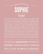 Sophie | Personalised Name Meaning Print – Custom Name Art Gift