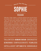 Sophie | Personalised Name Meaning Print – Custom Name Art Gift