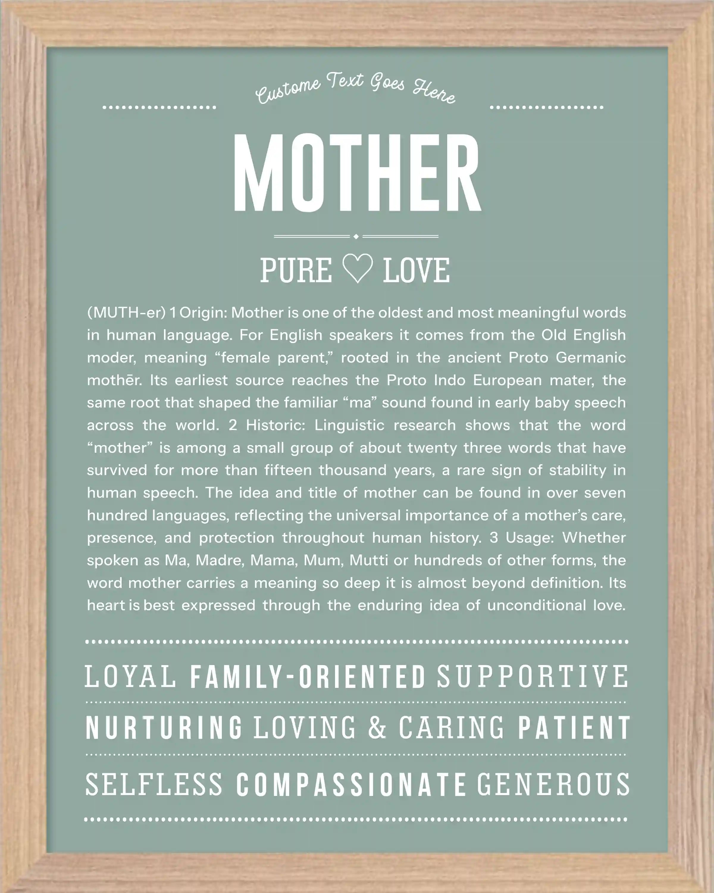 Mother | Personalised Name Meaning Print – Custom Name Art Gift