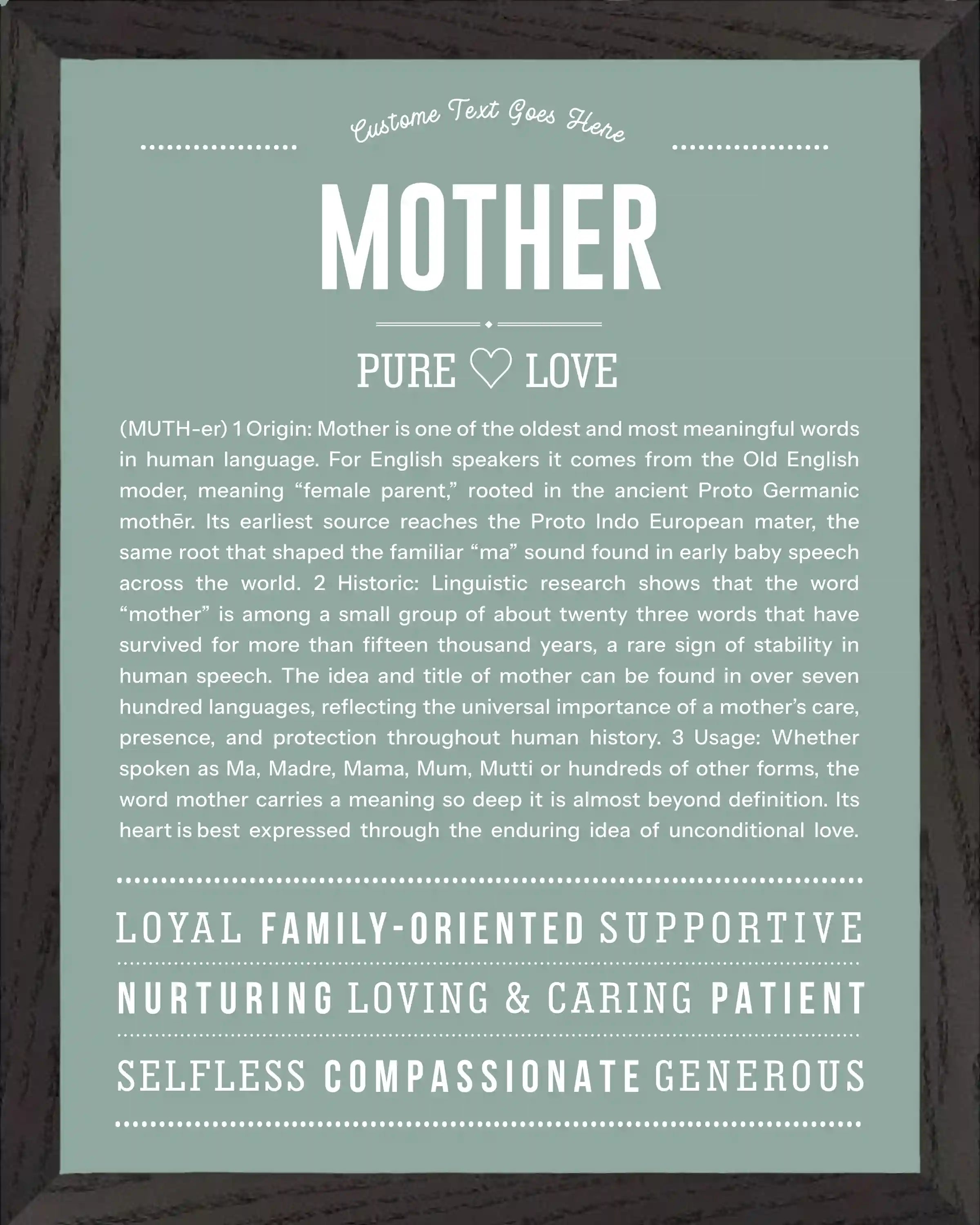 Mother | Personalised Name Meaning Print – Custom Name Art Gift