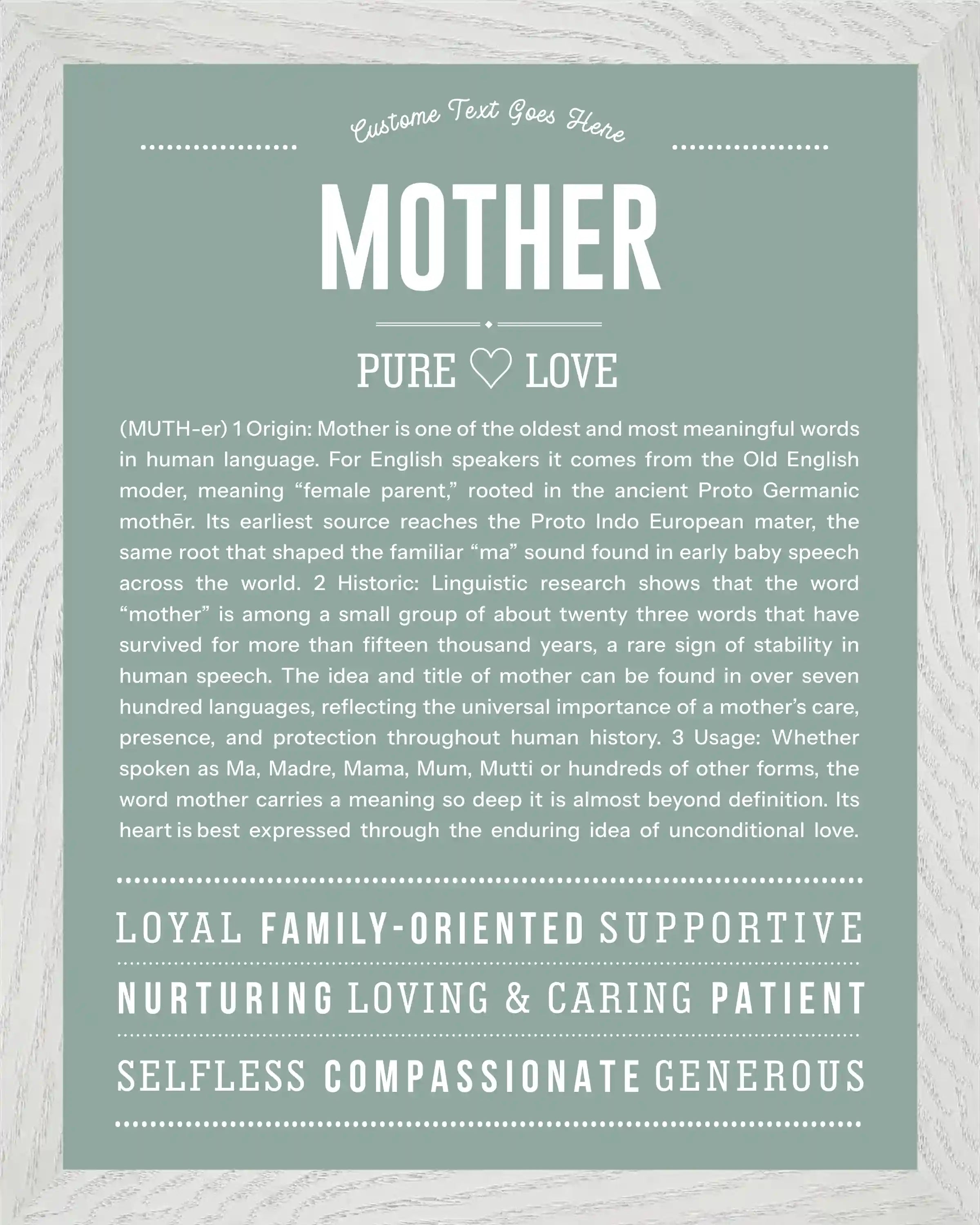 Mother | Personalised Name Meaning Print – Custom Name Art Gift