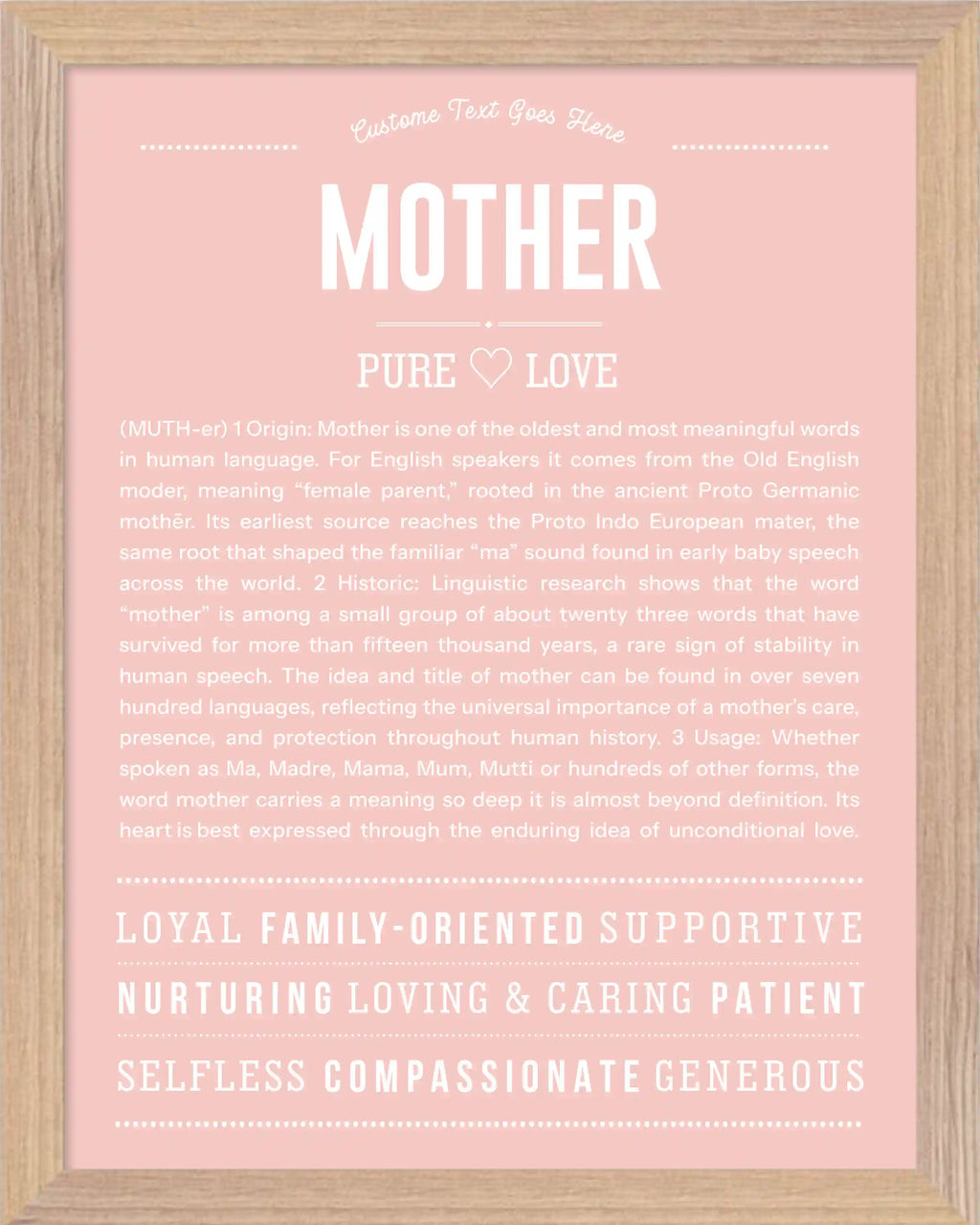 Mother | Personalised Name Meaning Print – Custom Name Art Gift
