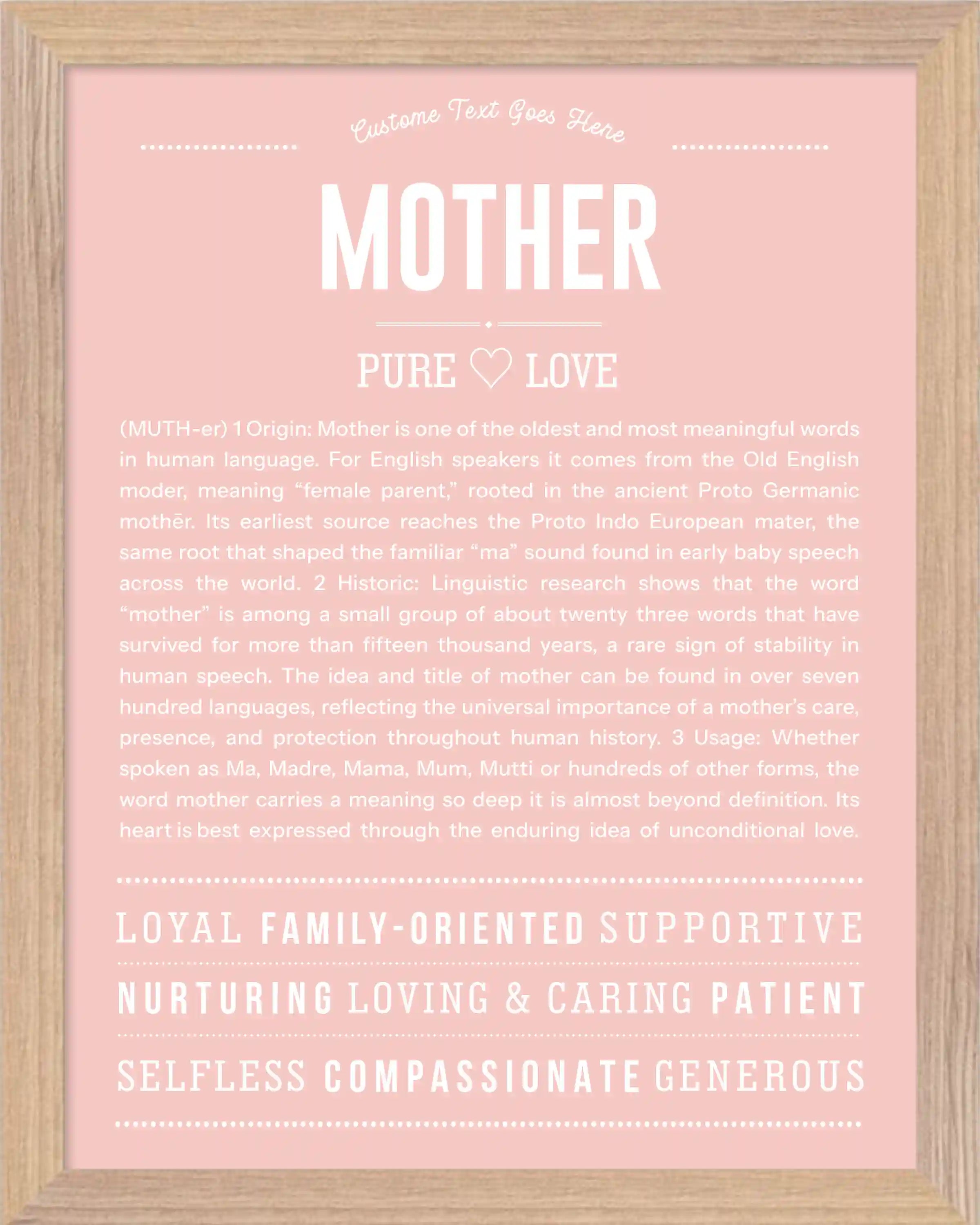 Mother | Personalised Name Meaning Print – Custom Name Art Gift