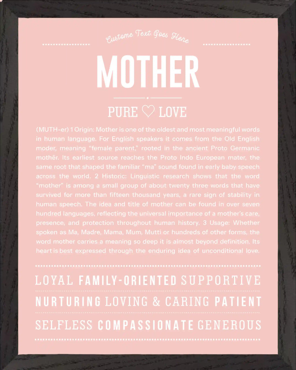 Mother | Personalised Name Meaning Print – Custom Name Art Gift
