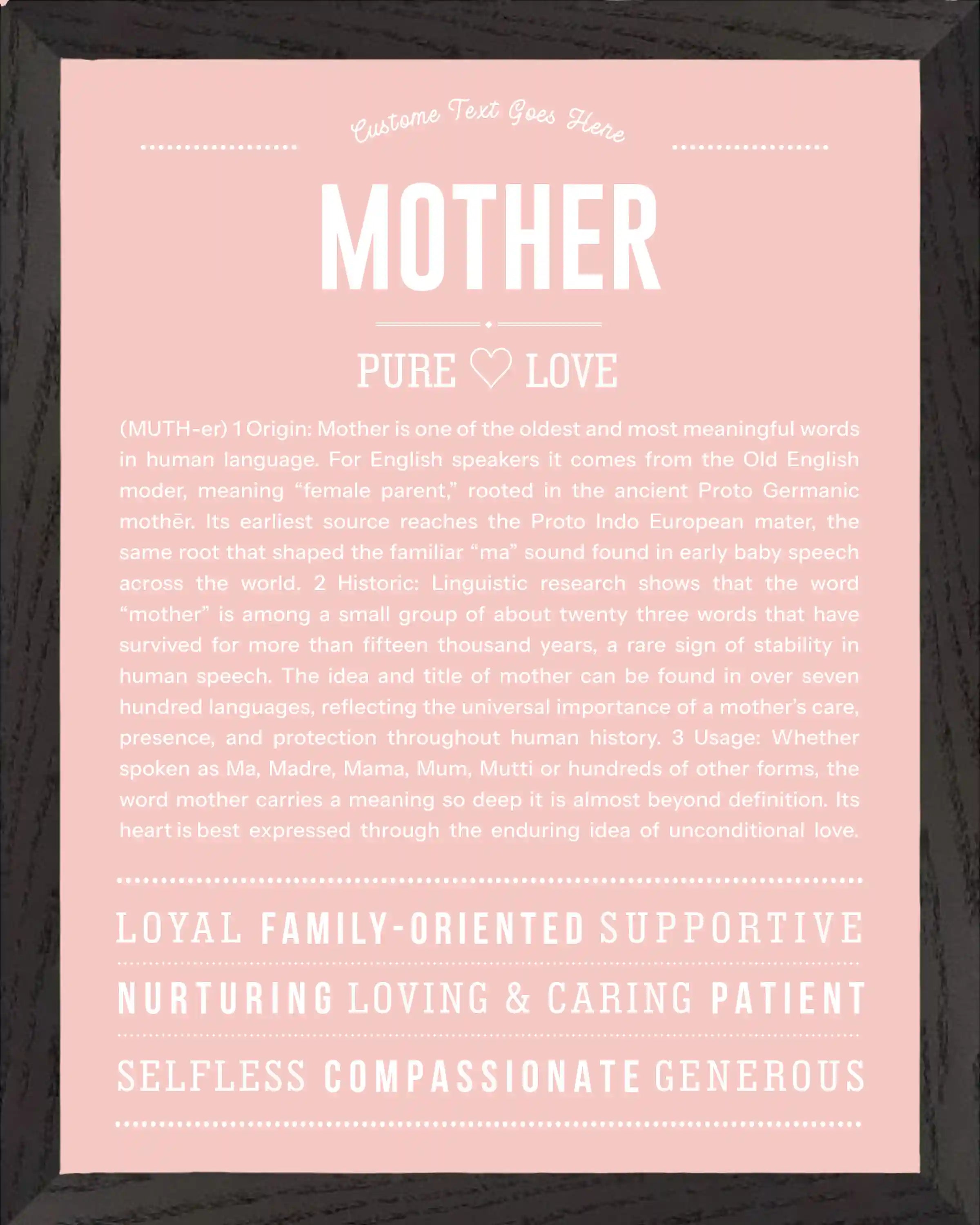 Mother | Personalised Name Meaning Print – Custom Name Art Gift