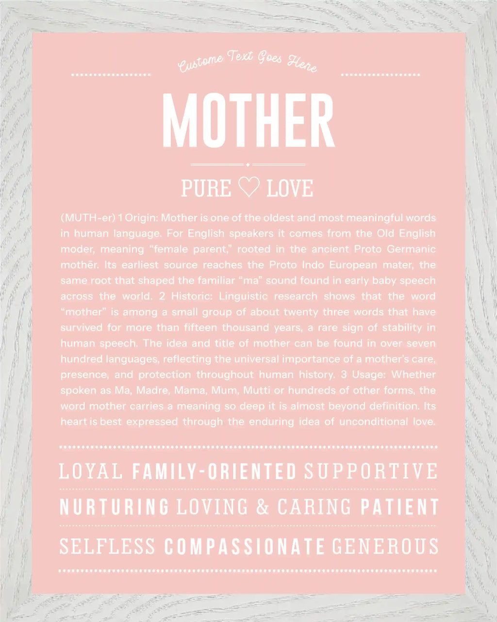 Mother | Personalised Name Meaning Print – Custom Name Art Gift