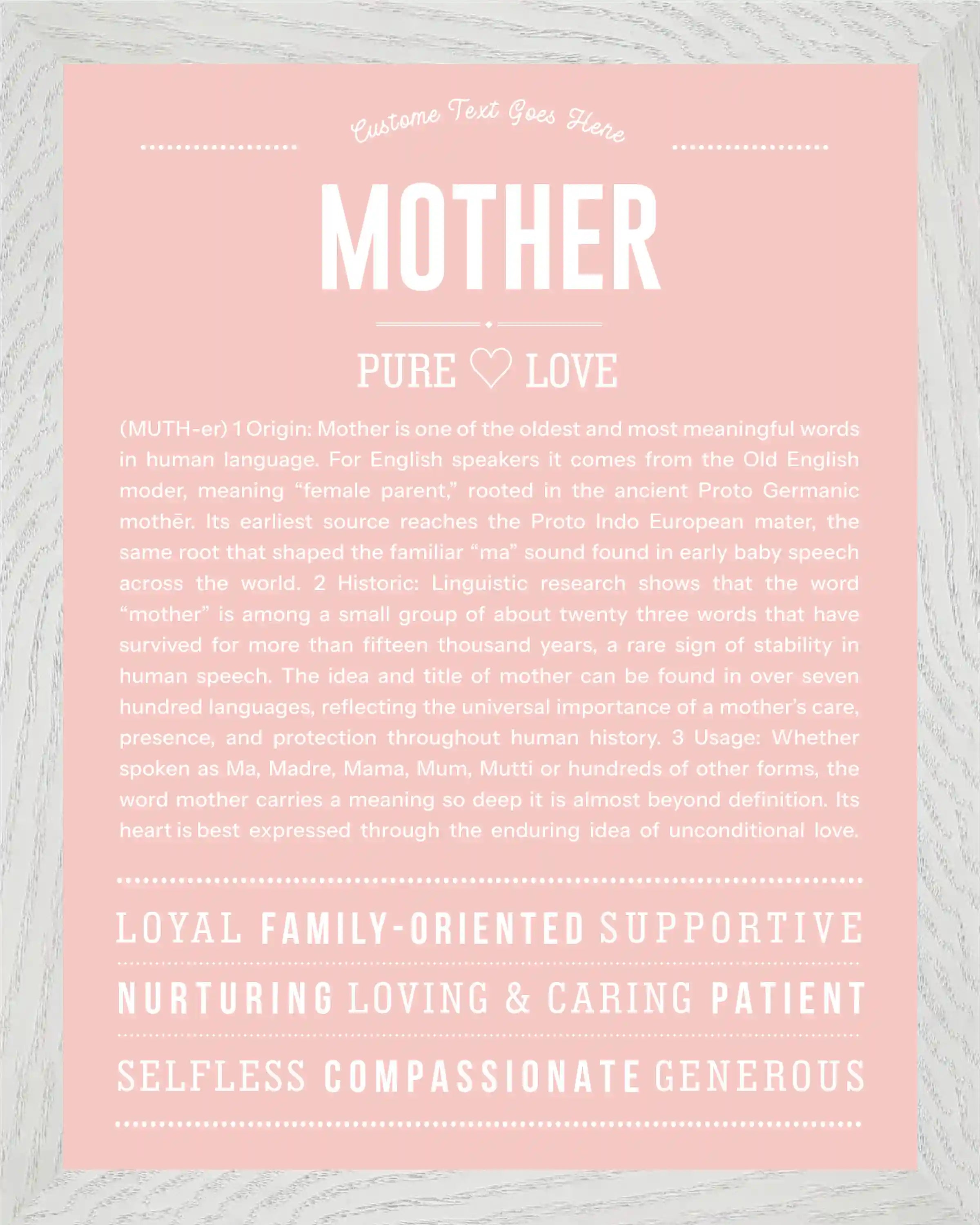 Mother | Personalised Name Meaning Print – Custom Name Art Gift