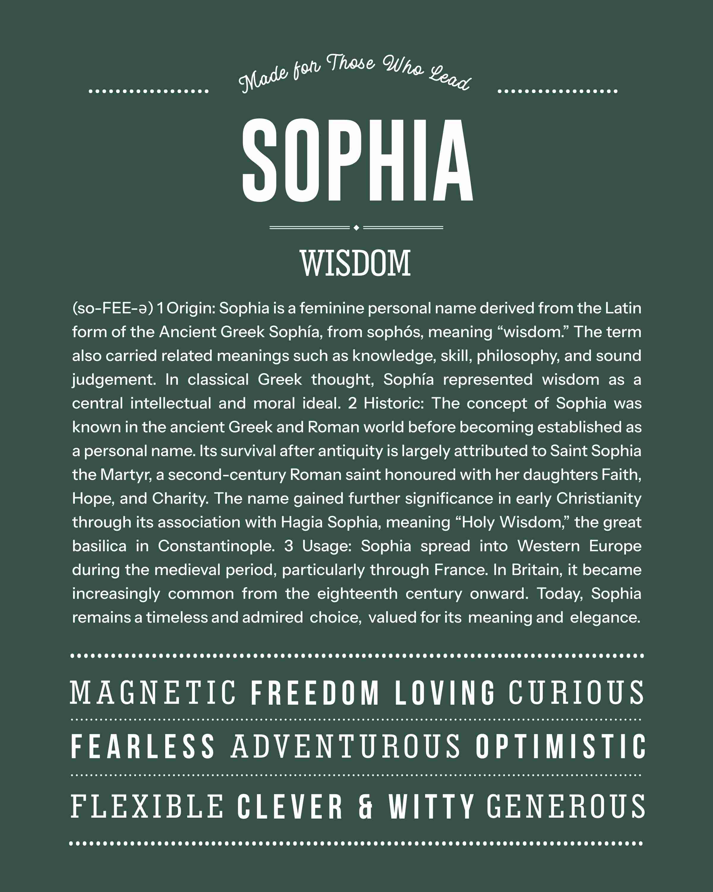 Sophia | Personalised Name Meaning Print – Custom Name Art Gift