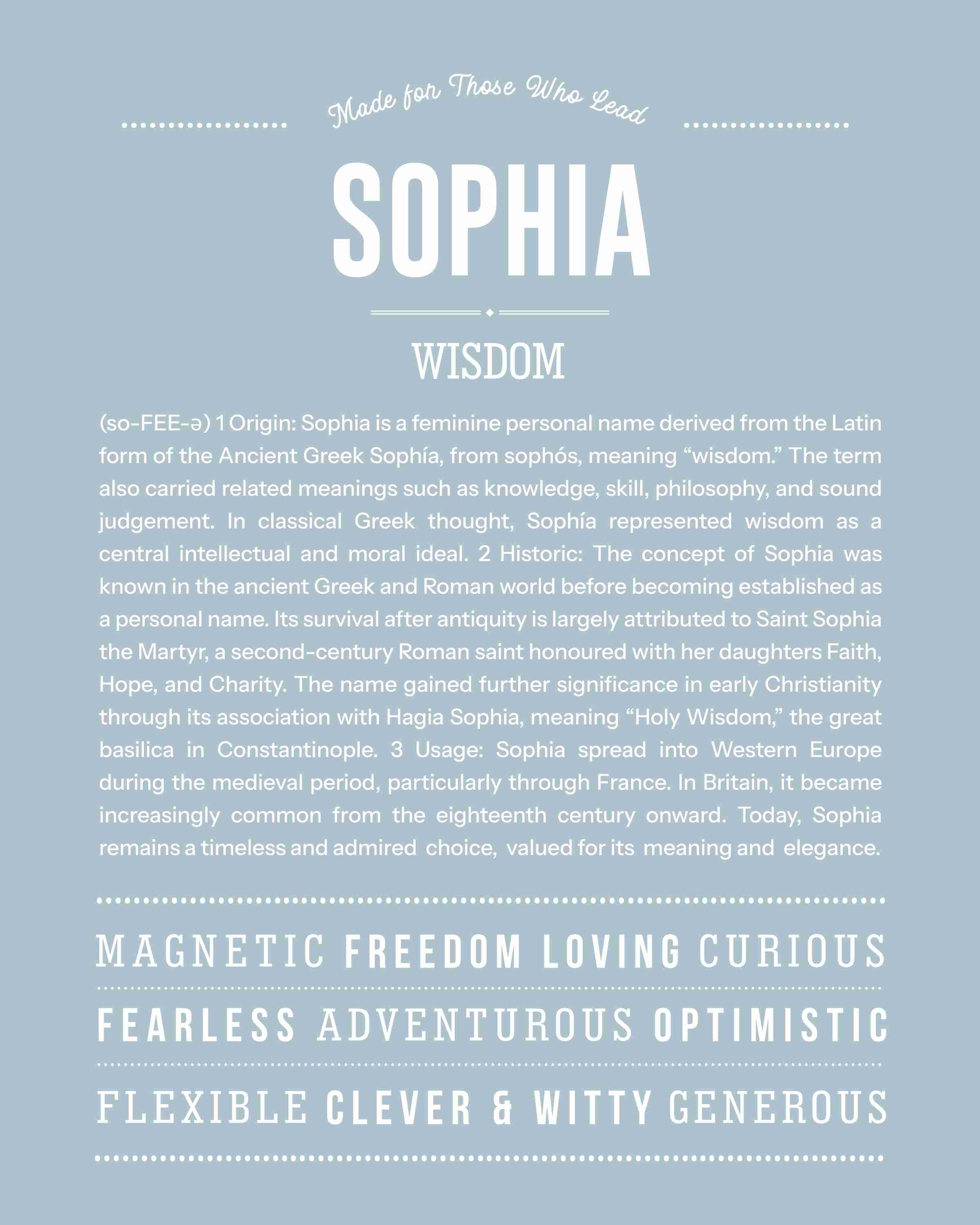 Sophia | Personalised Name Meaning Print – Custom Name Art Gift