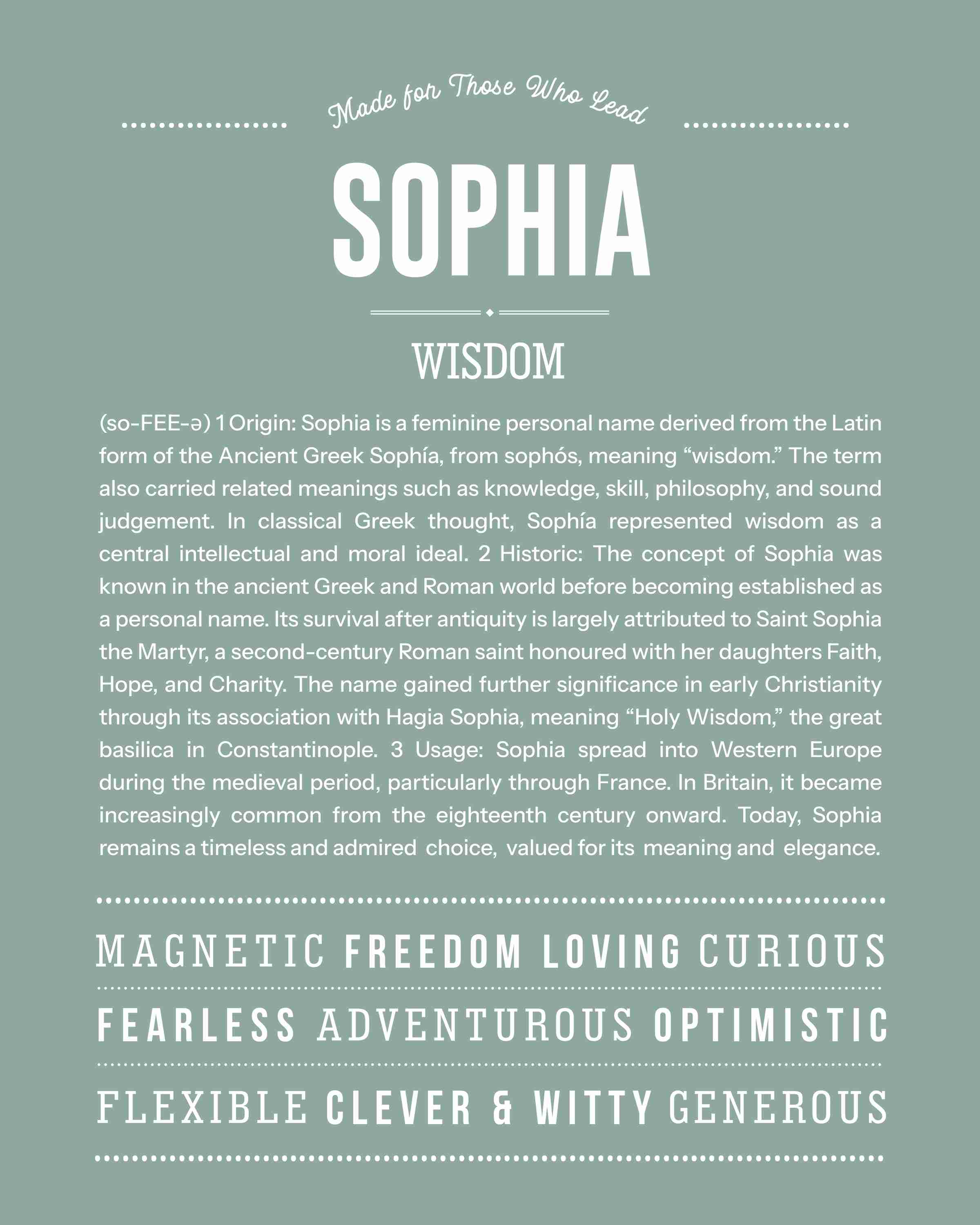 Sophia | Personalised Name Meaning Print – Custom Name Art Gift
