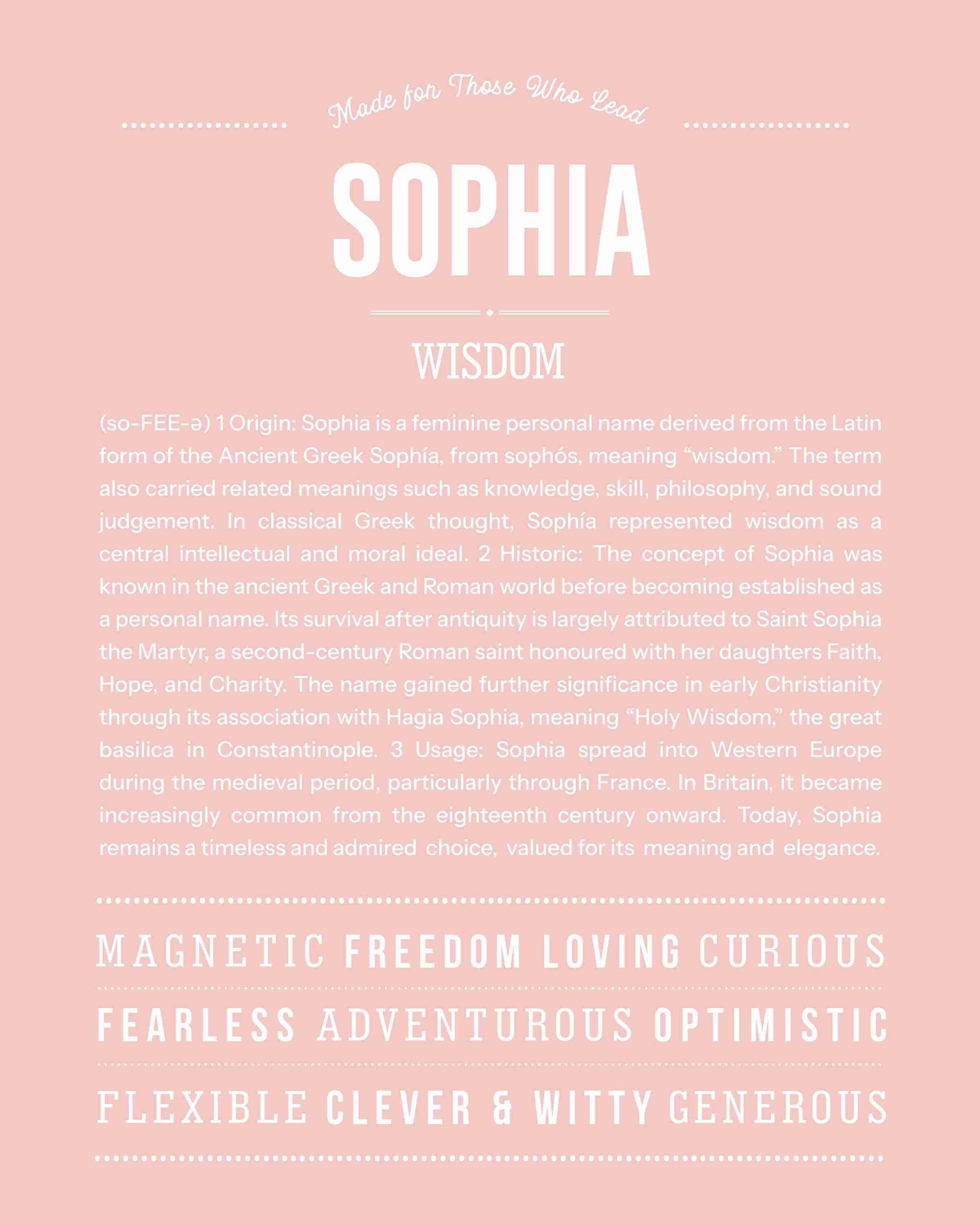 Sophia | Personalised Name Meaning Print – Custom Name Art Gift