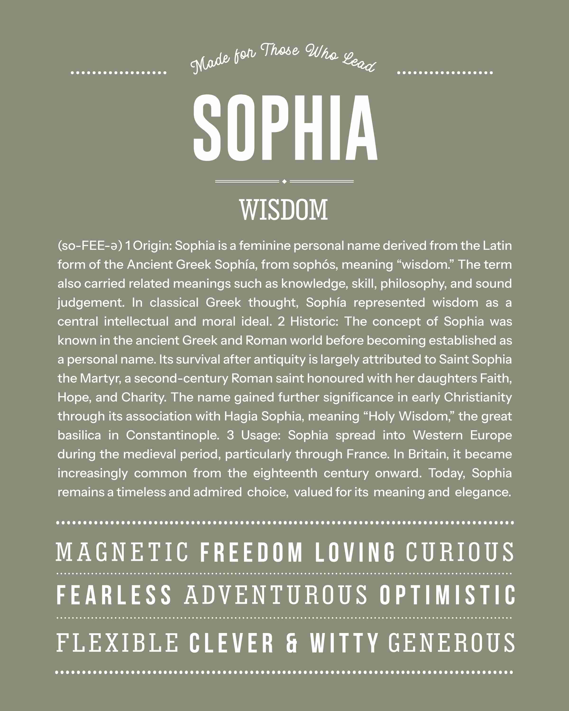 Sophia | Personalised Name Meaning Print – Custom Name Art Gift