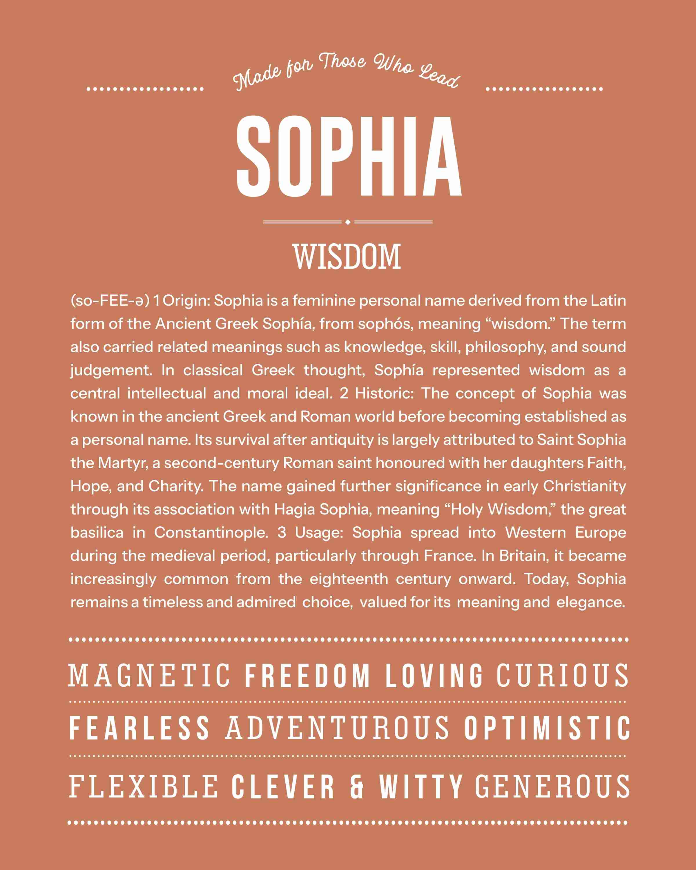 Sophia | Personalised Name Meaning Print – Custom Name Art Gift