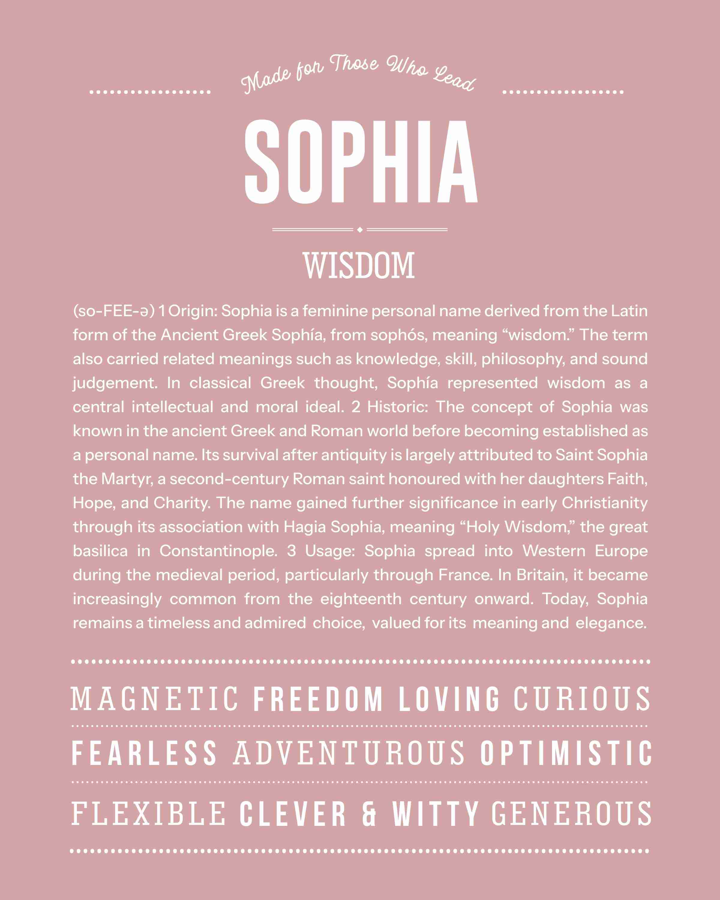 Sophia | Personalised Name Meaning Print – Custom Name Art Gift